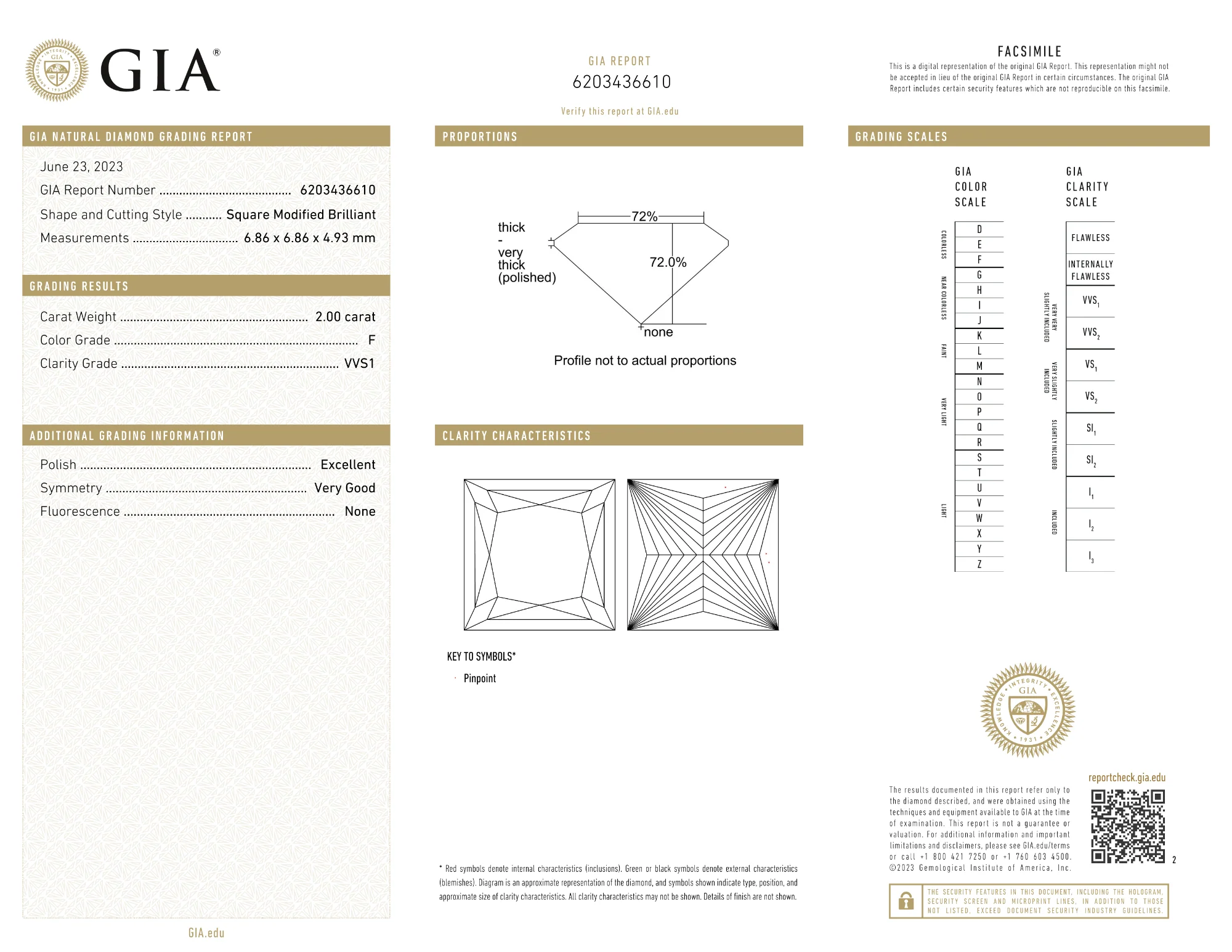 GIA Certified 2.00 Ct Princess cut F VVS1 Loose Diamond - Image 5