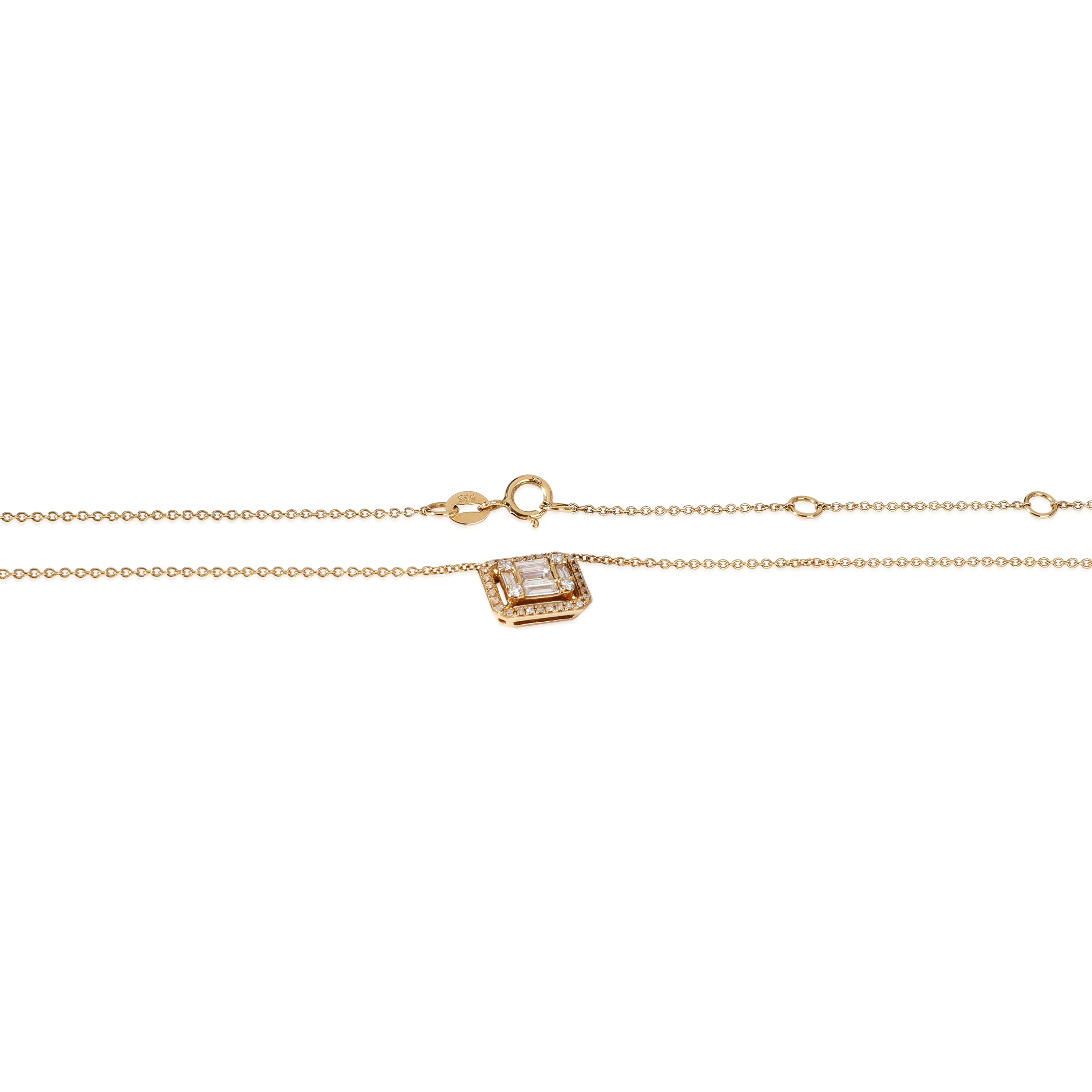 Halo Round & Emerald Diamond Mosaic Necklace in 14K Yellow Gold 0.65 ctw - Image 2