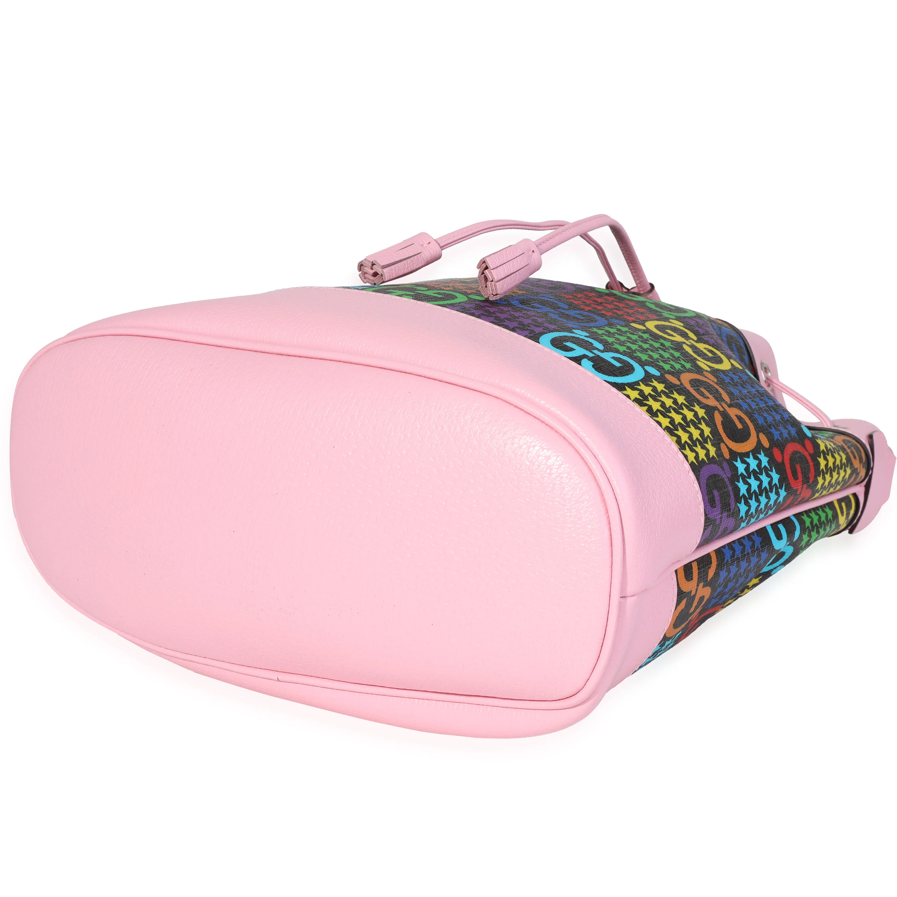 Multicolor Coated Canvas & Pink Leather Psychedelic Bucket Bag - Image 6