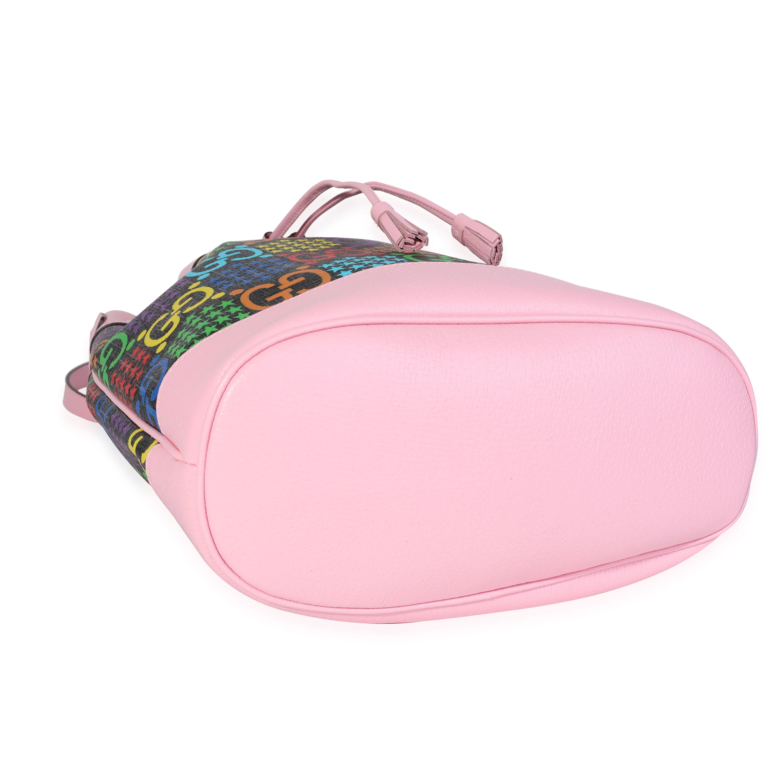 Multicolor Coated Canvas & Pink Leather Psychedelic Bucket Bag - Image 7