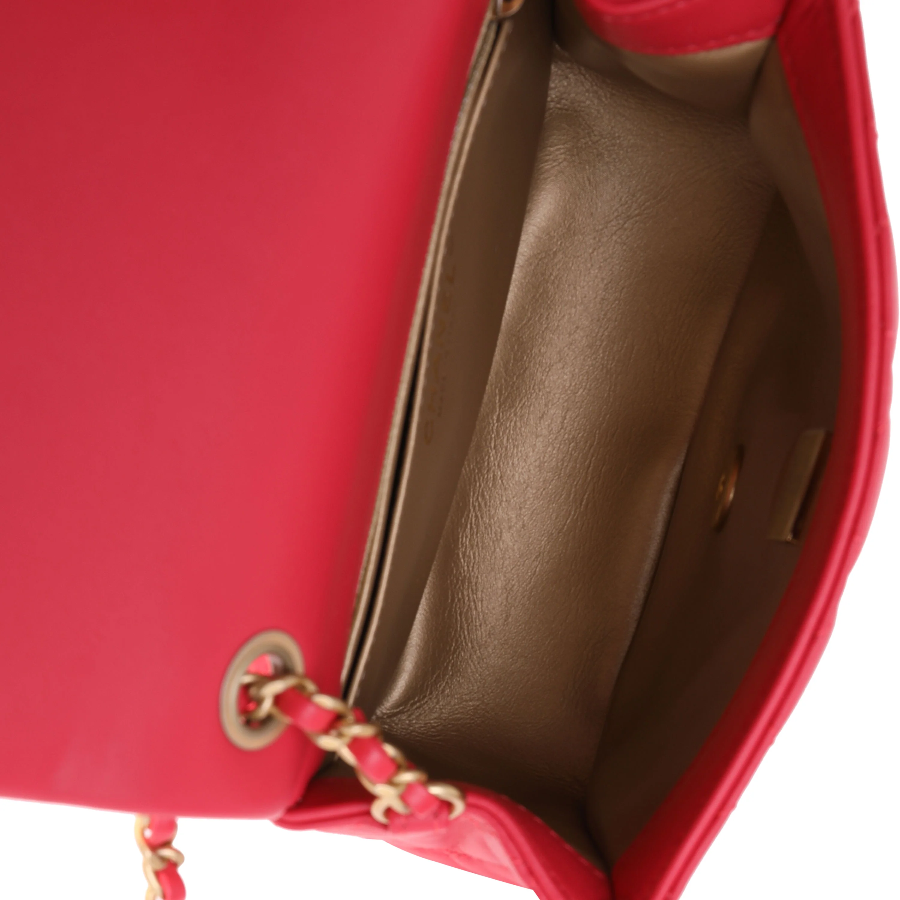 Chanel Strawberry Red Quilted Lambskin Pearl Crush Mini Flap Bag - Image 8
