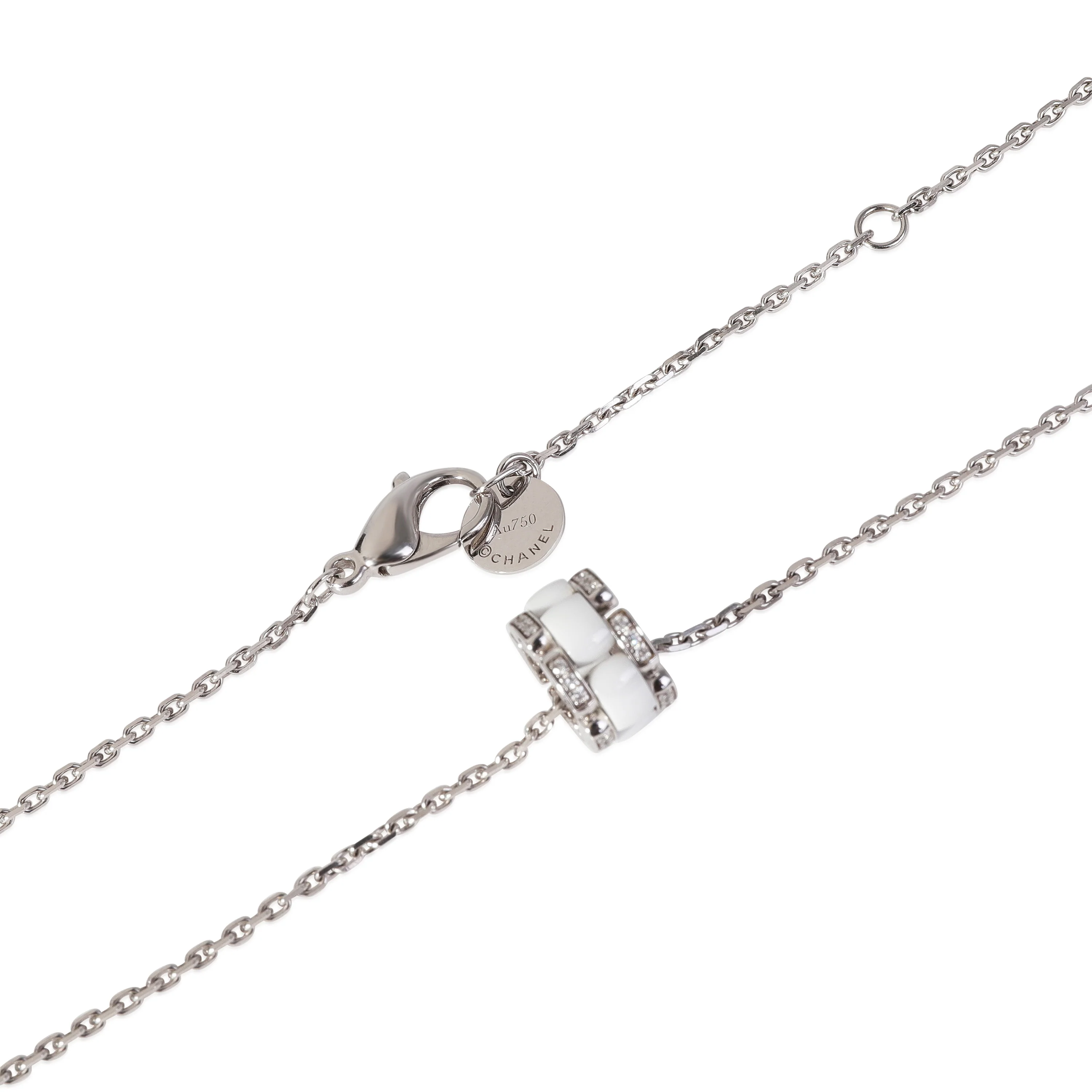 Chanel Ultra White Ceramic Necklace With Diamonds in 18K White Gold 0.15 ctw - Image 2