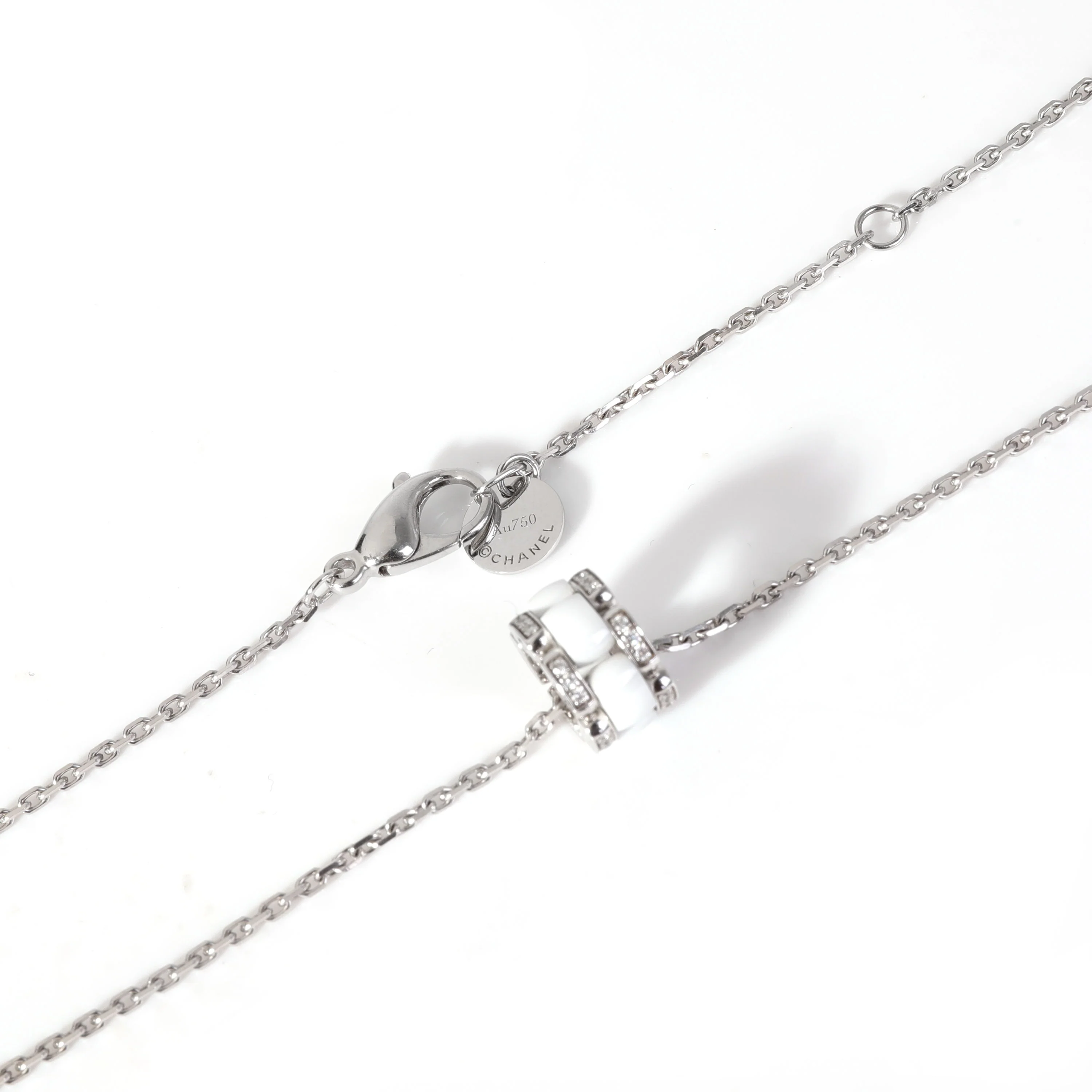 Chanel Ultra White Ceramic Necklace With Diamonds in 18K White Gold 0.15 ctw - Image 4
