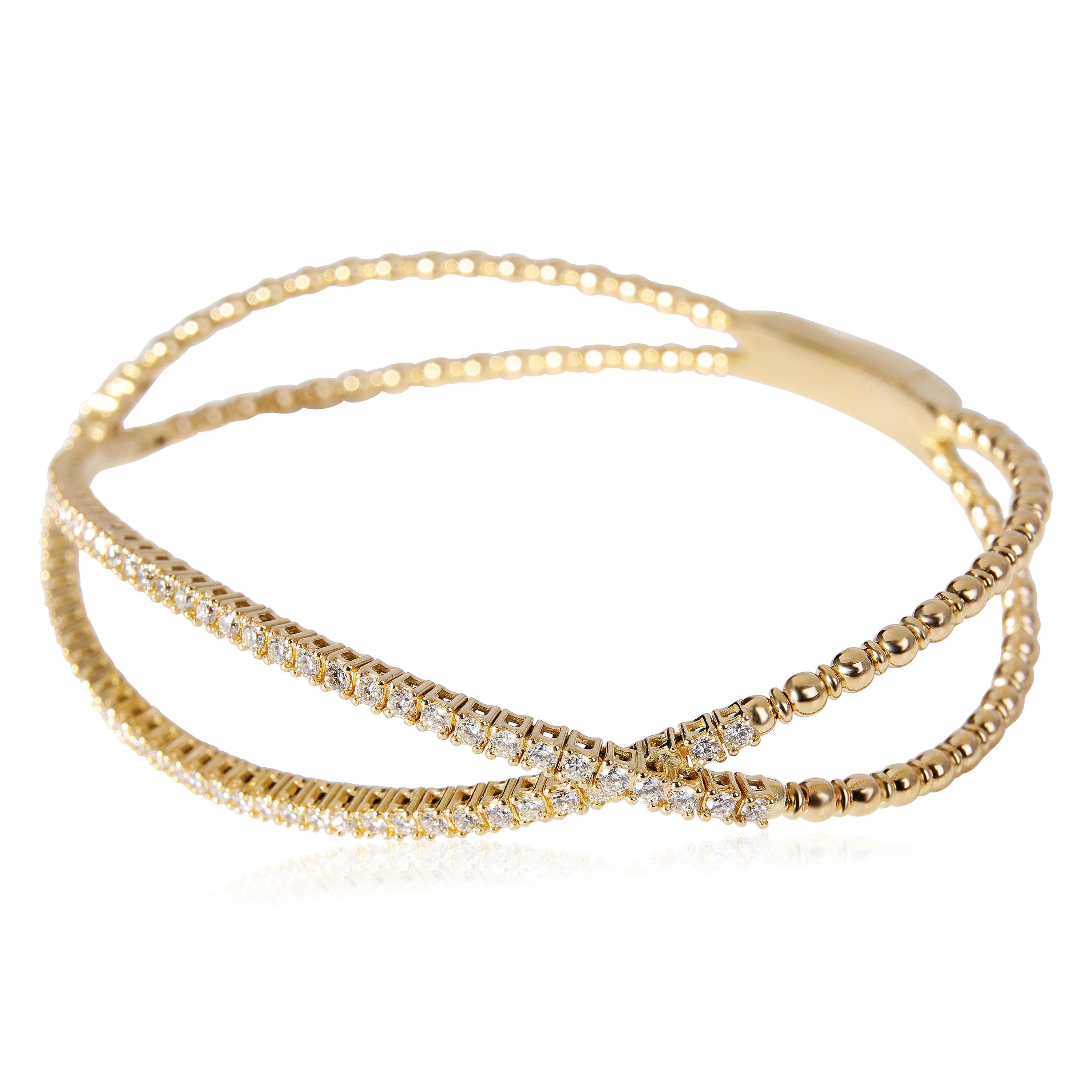 Flexible X Diamond Bangle in 18k Yellow Gold (1.10 CTW) - Image 2