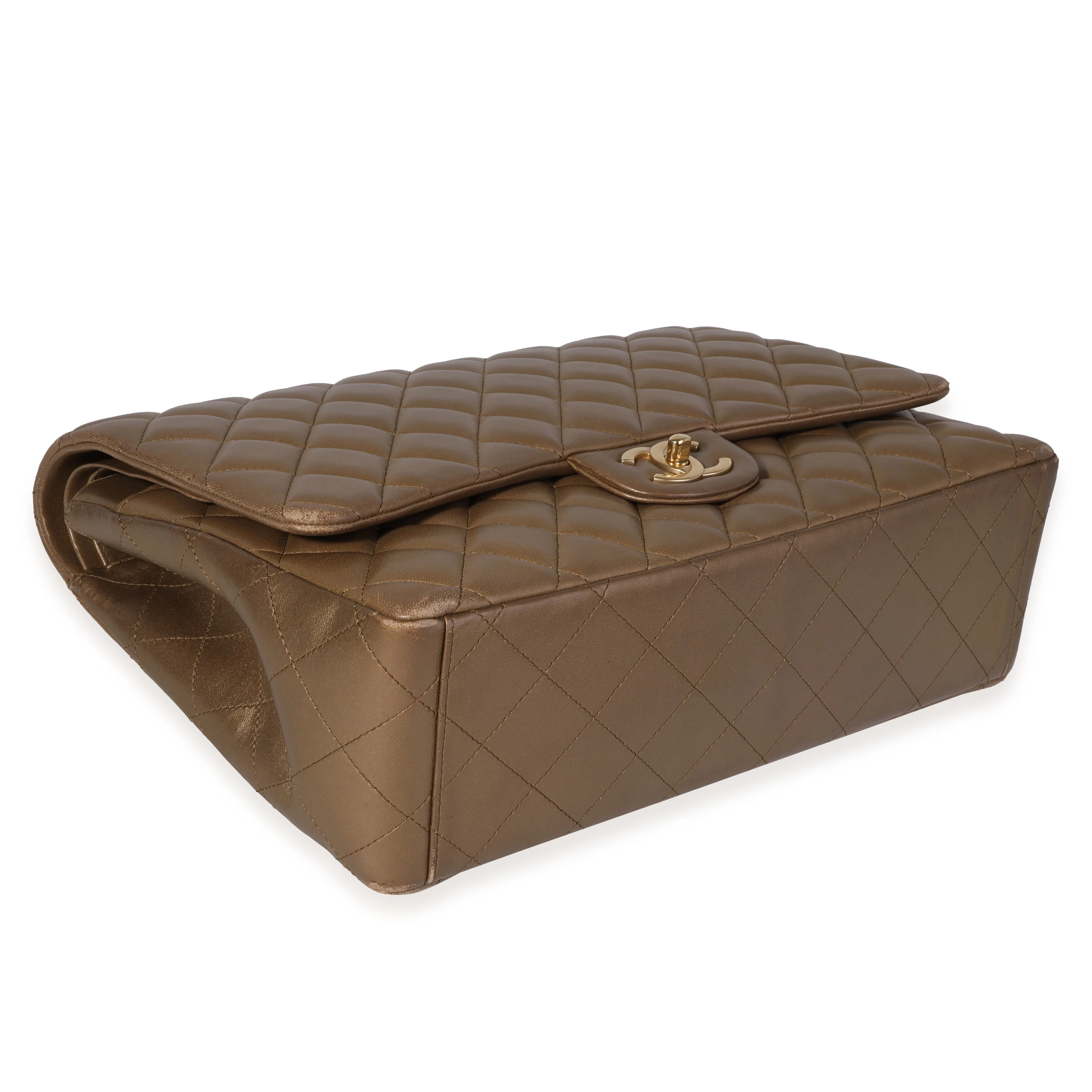 Chanel Bronze Quilted Lambskin Maxi Classic Double Flap Bag - Image 7