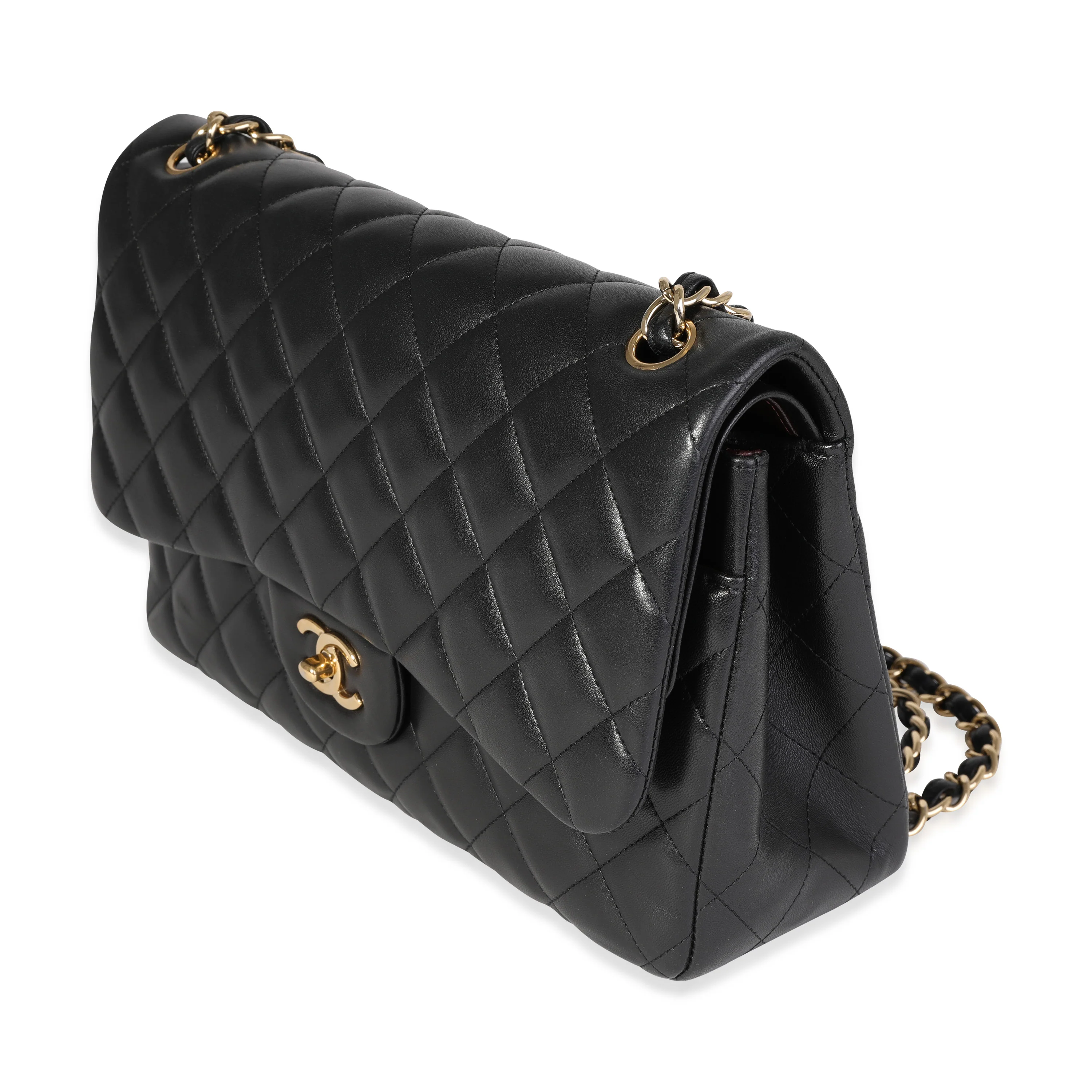 Black Quilted Lambskin Jumbo Classic Double Flap Bag - Image 2
