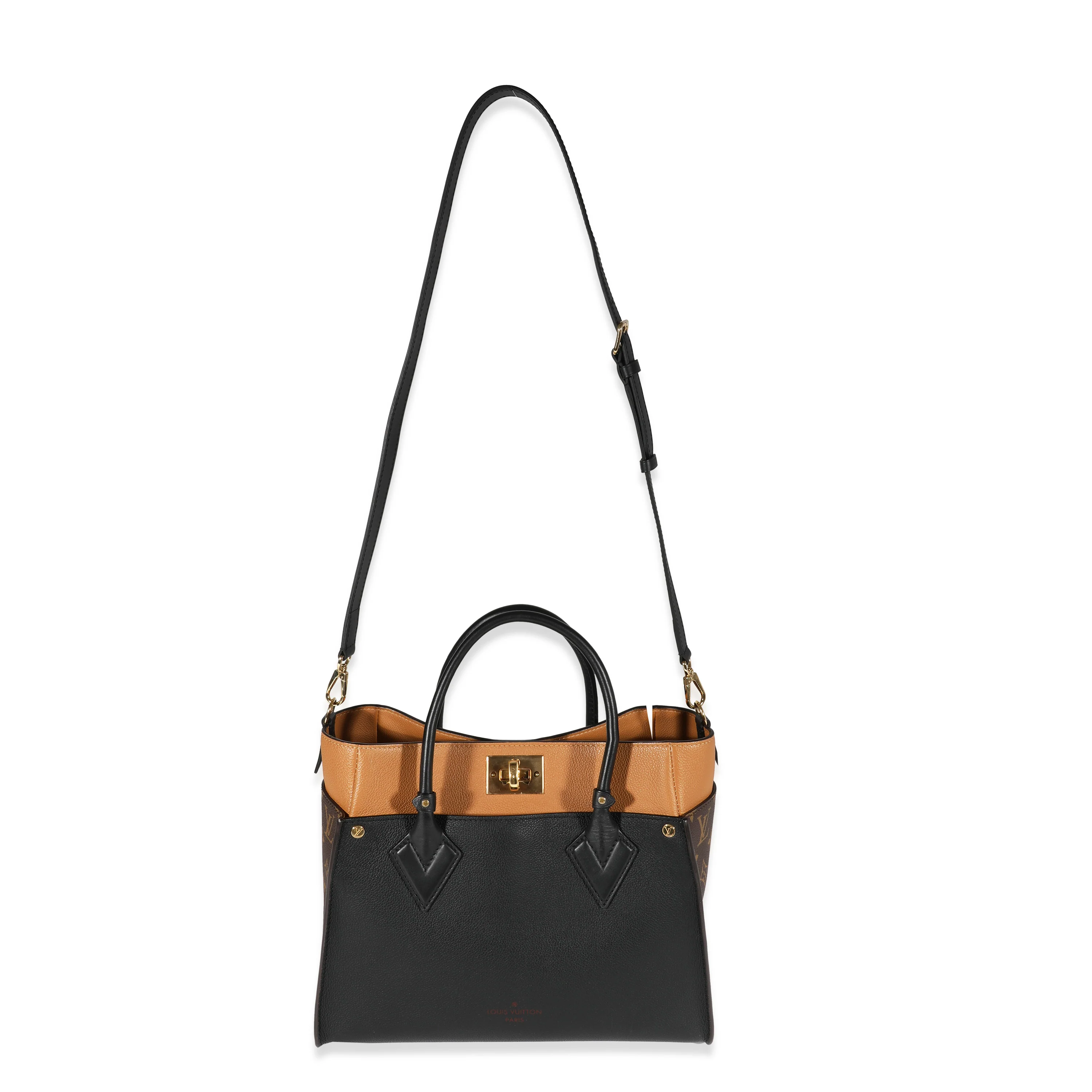 Louis Vuitton Monogram Canvas & Black Calfskin On My Side MM Tote - Image 8