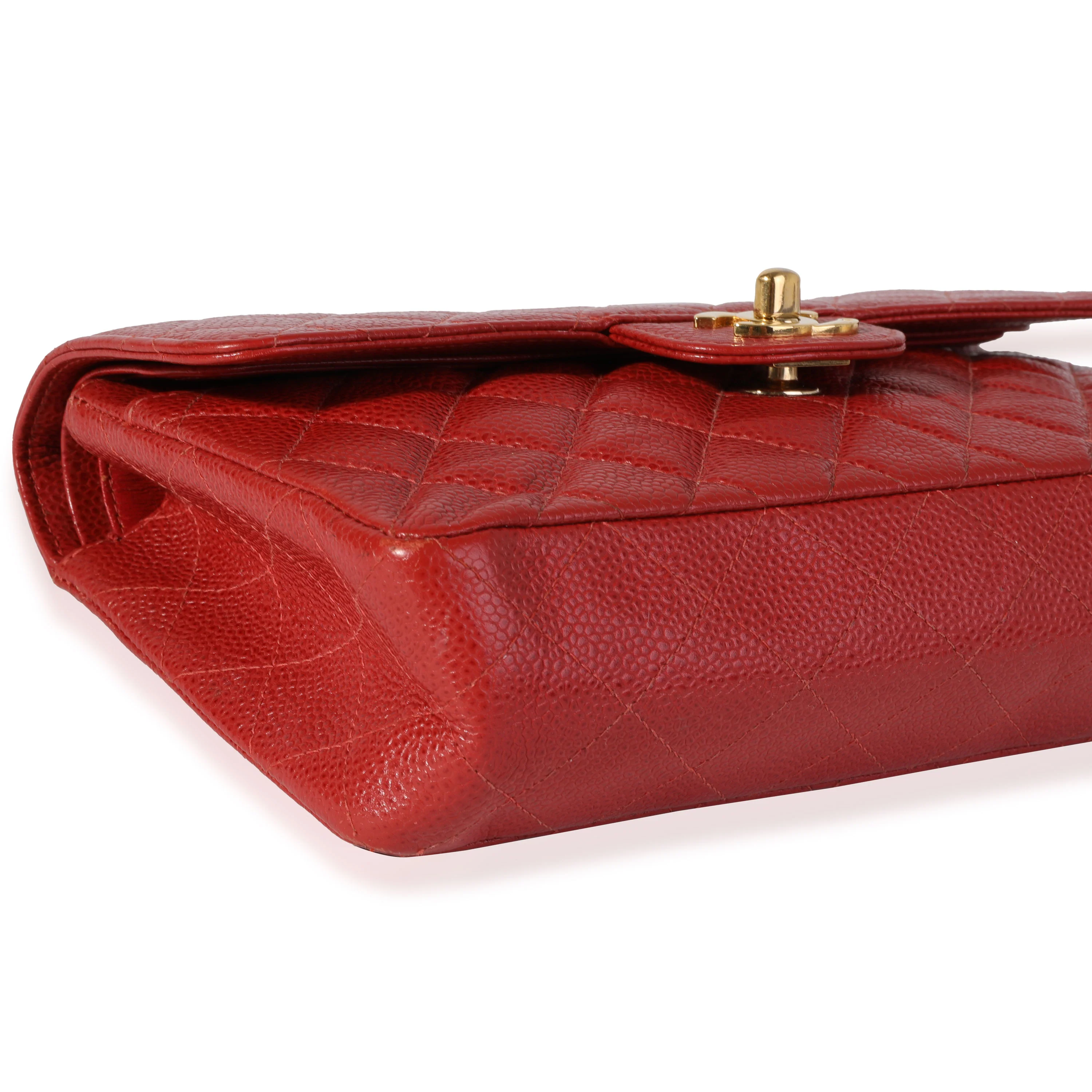 Chanel Red Quilted Caviar Small Classic Double Flap Bag - Image 7