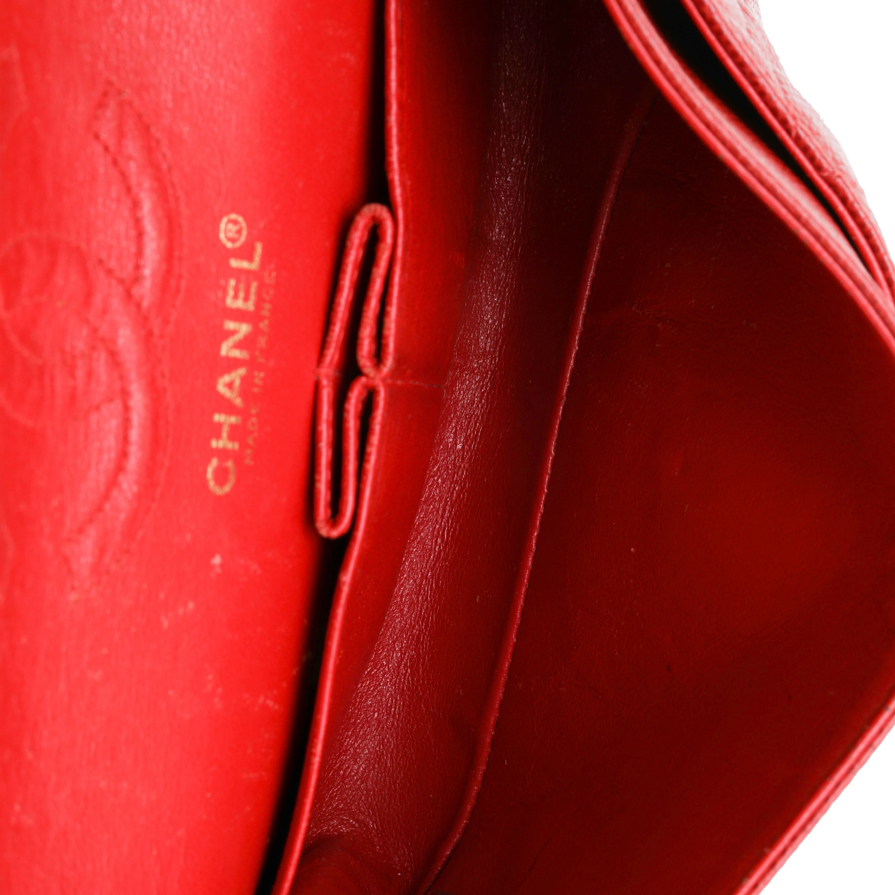 Chanel Red Quilted Caviar Small Classic Double Flap Bag - Image 8