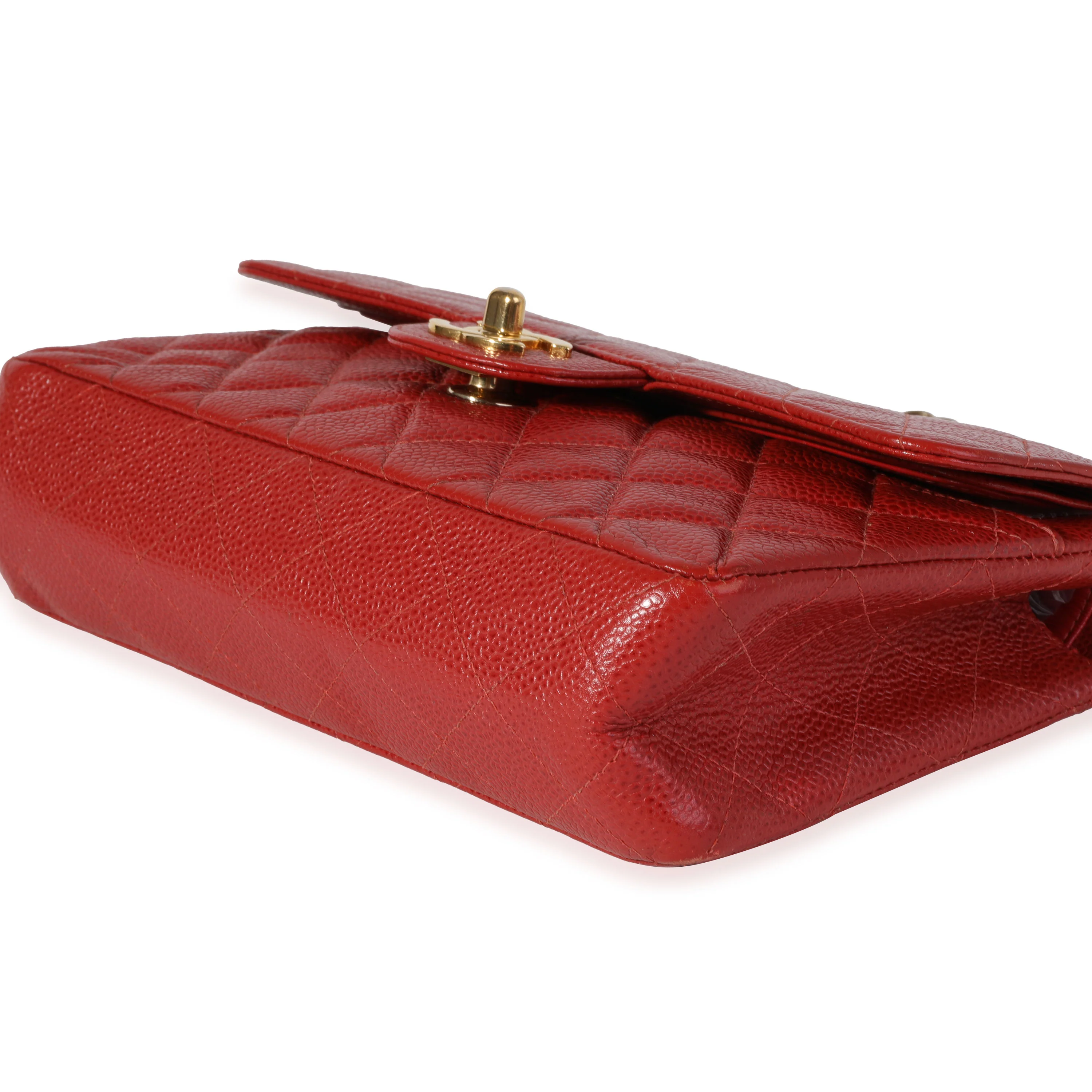 Chanel Red Quilted Caviar Small Classic Double Flap Bag - Image 6