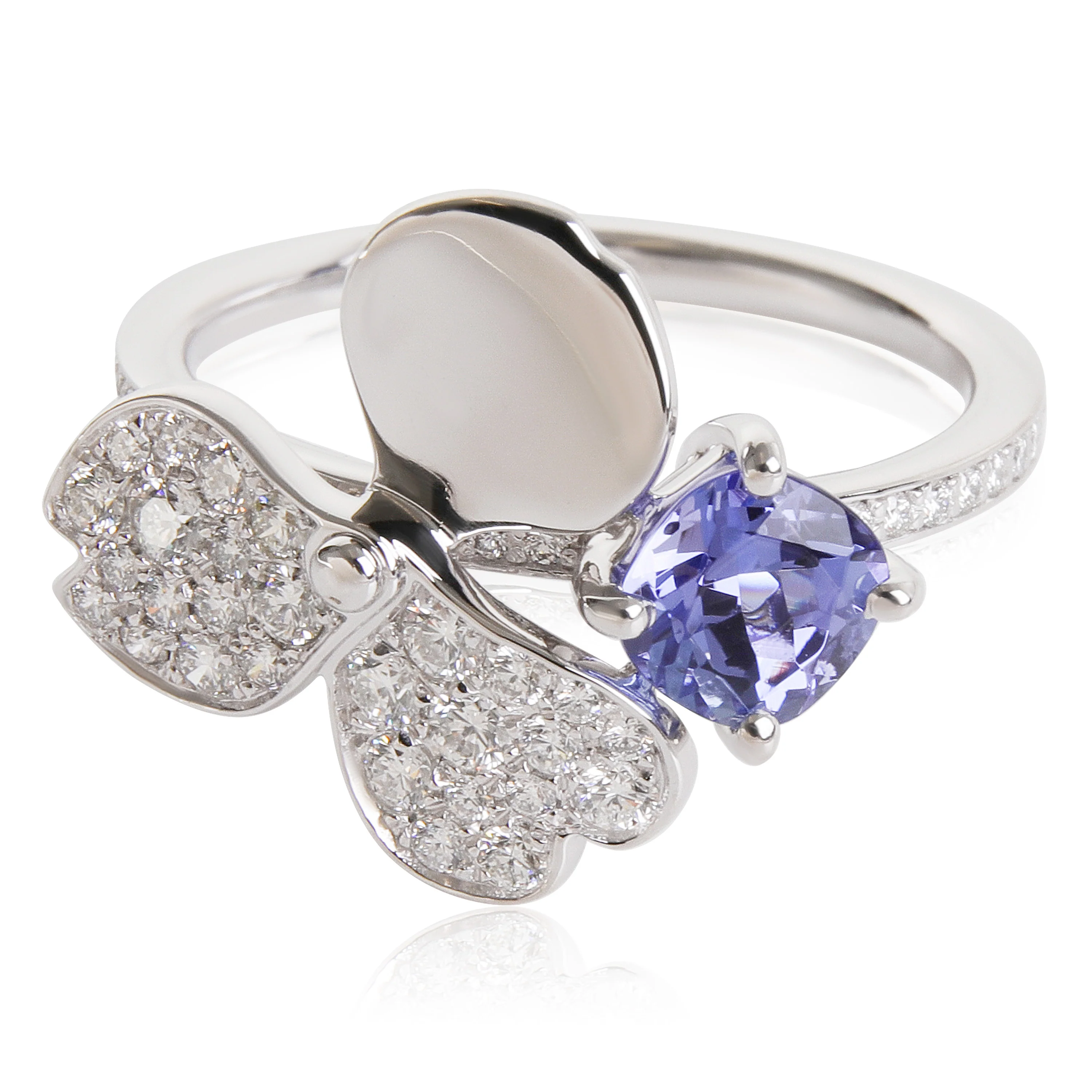 Paper Flowers Tanzanite Diamond Ring in Platinum