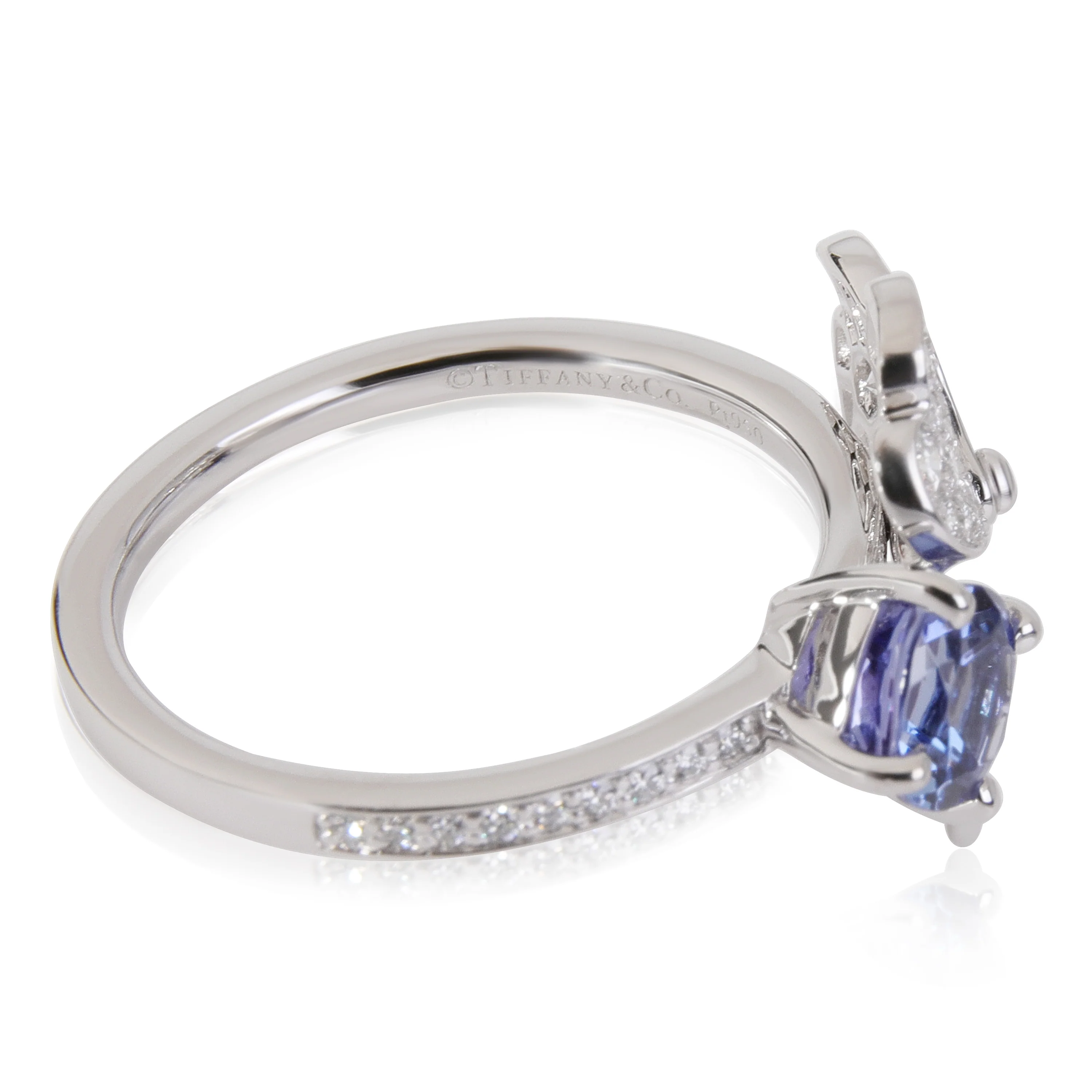 Paper Flowers Tanzanite Diamond Ring in Platinum - Image 2