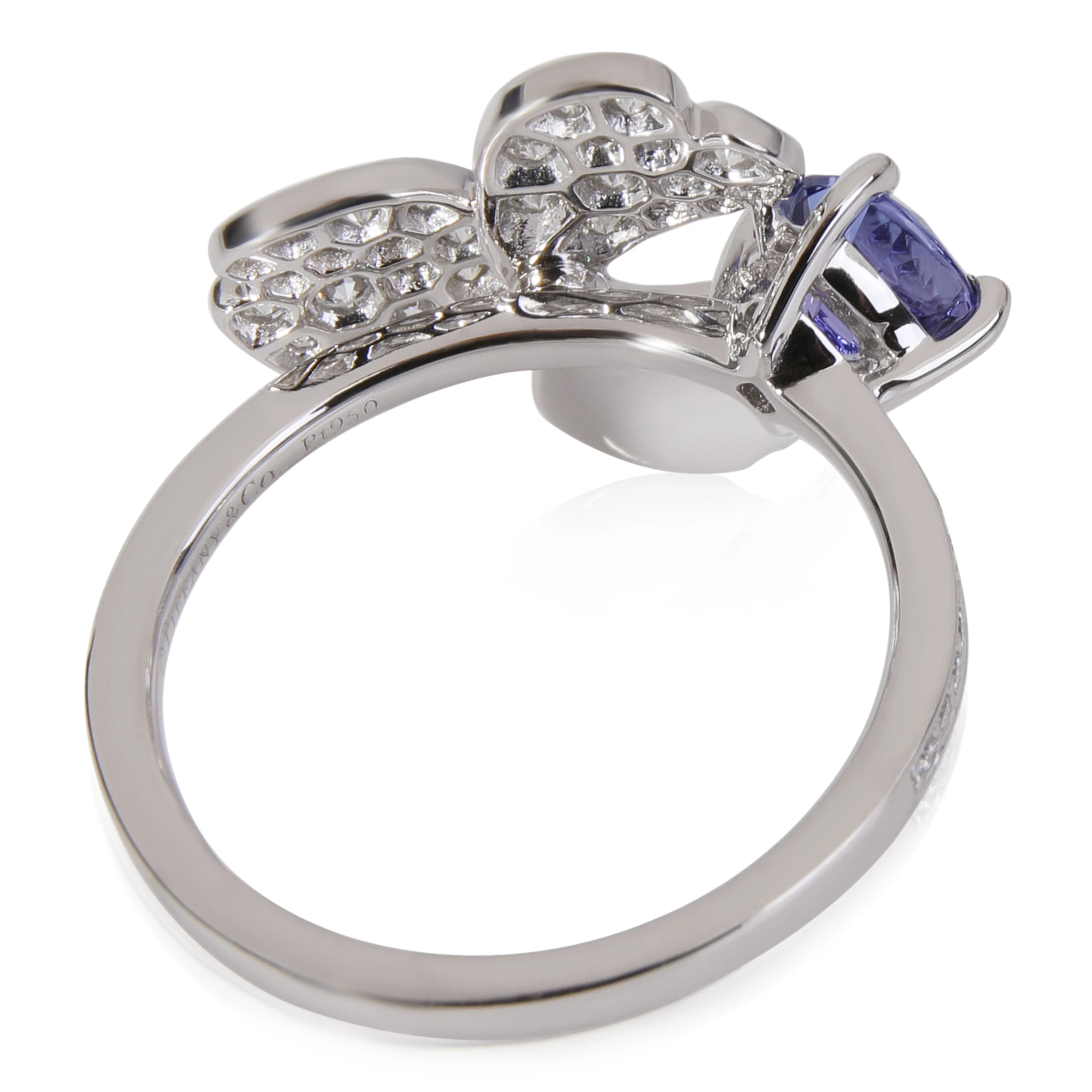 Paper Flowers Tanzanite Diamond Ring in Platinum - Image 3