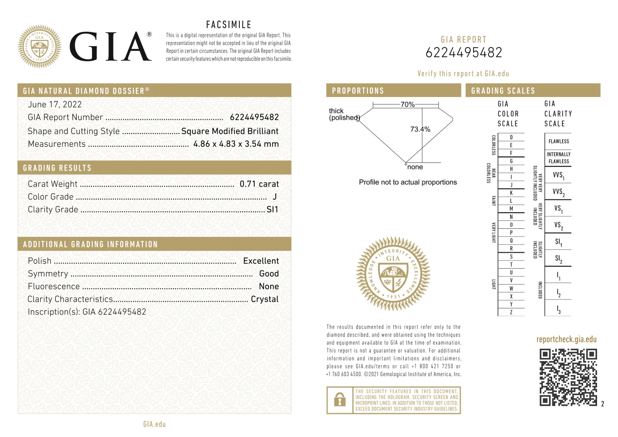 GIA Certified 0.71 Ct Princess cut J SI1 Loose Diamond - Image 2