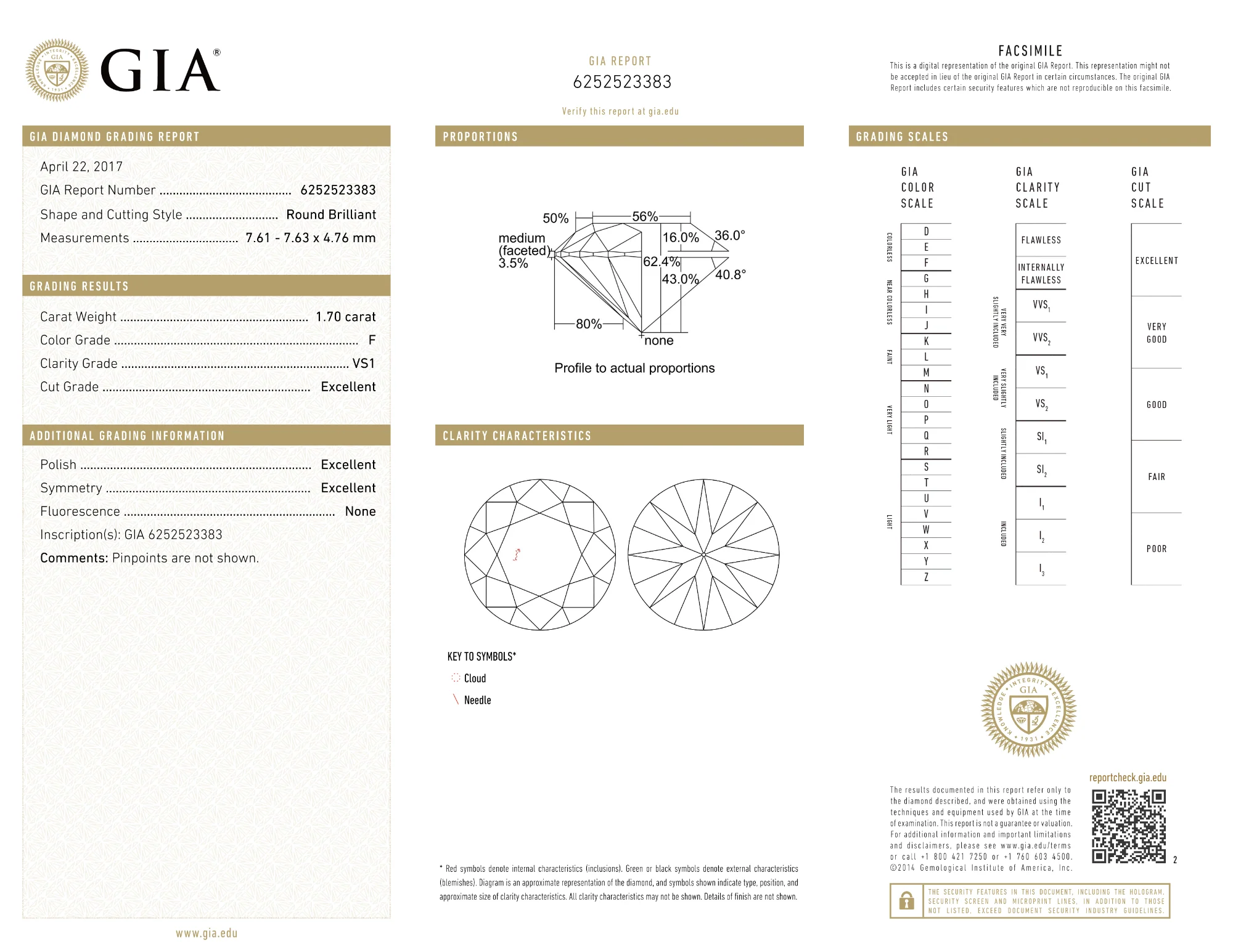GIA Certified 1.70 Ct Round cut F VS1 Loose Diamond - Image 2