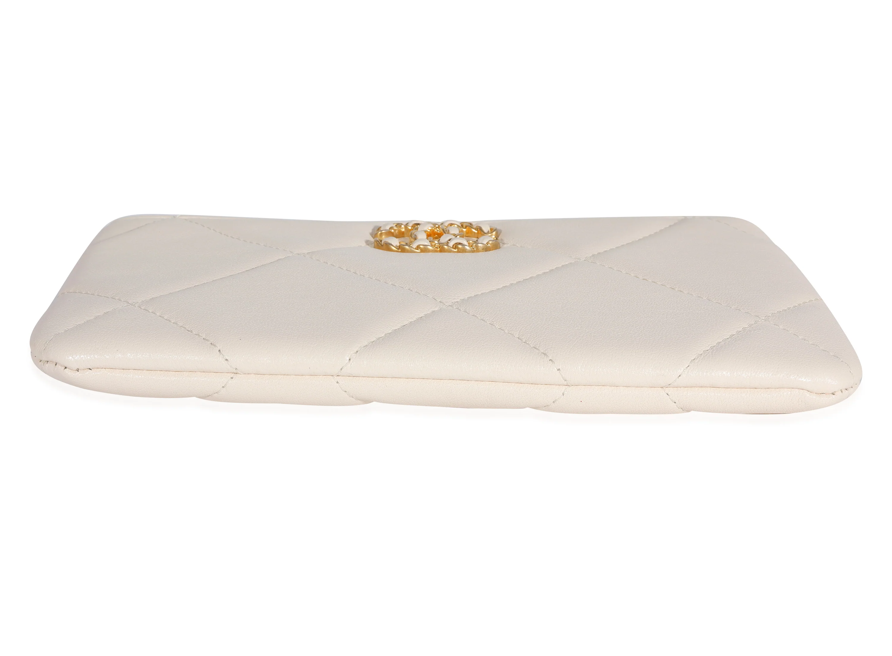 Chanel White Quilted Lambskin Chanel 19 Pouch - Image 5