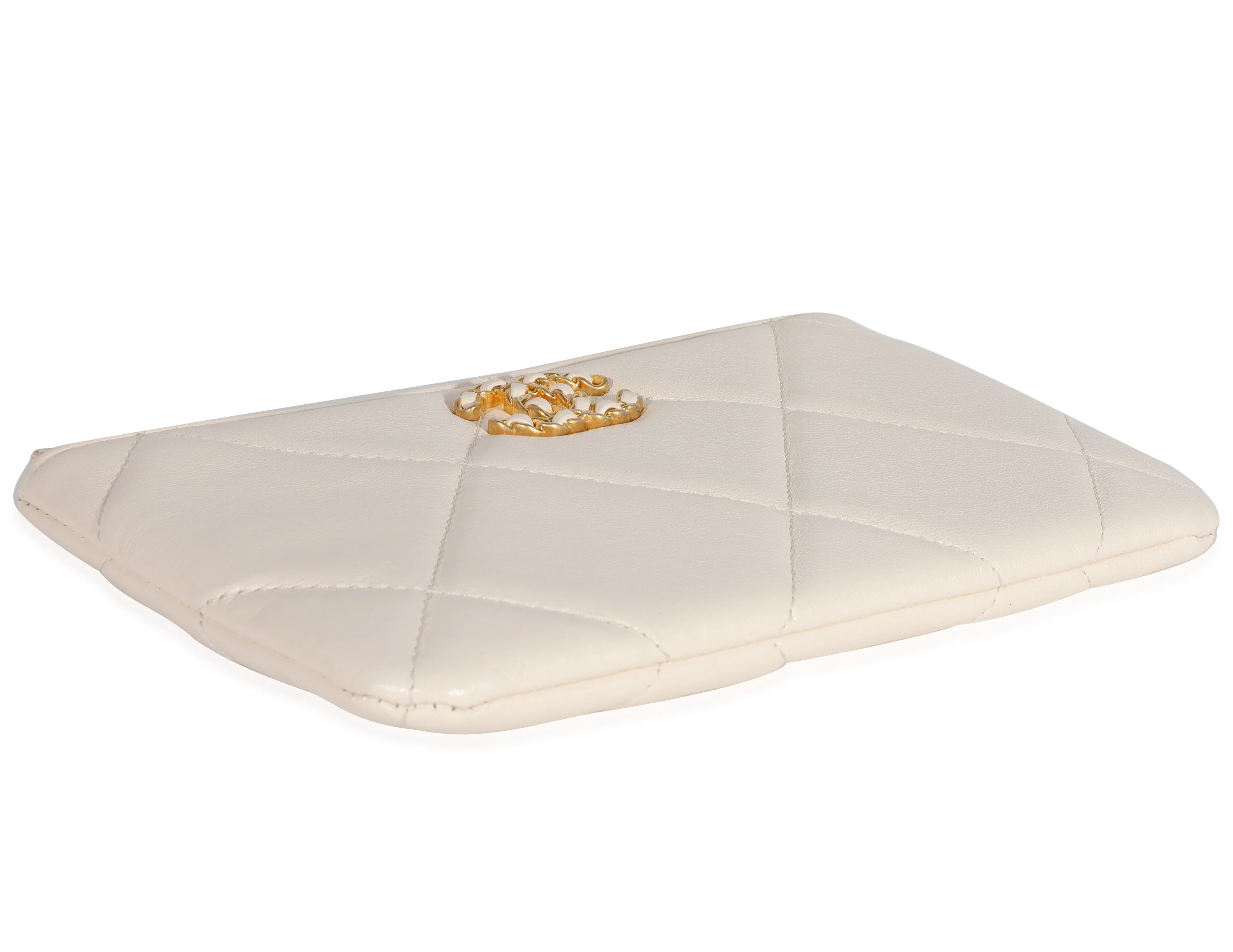 Chanel White Quilted Lambskin Chanel 19 Pouch - Image 6