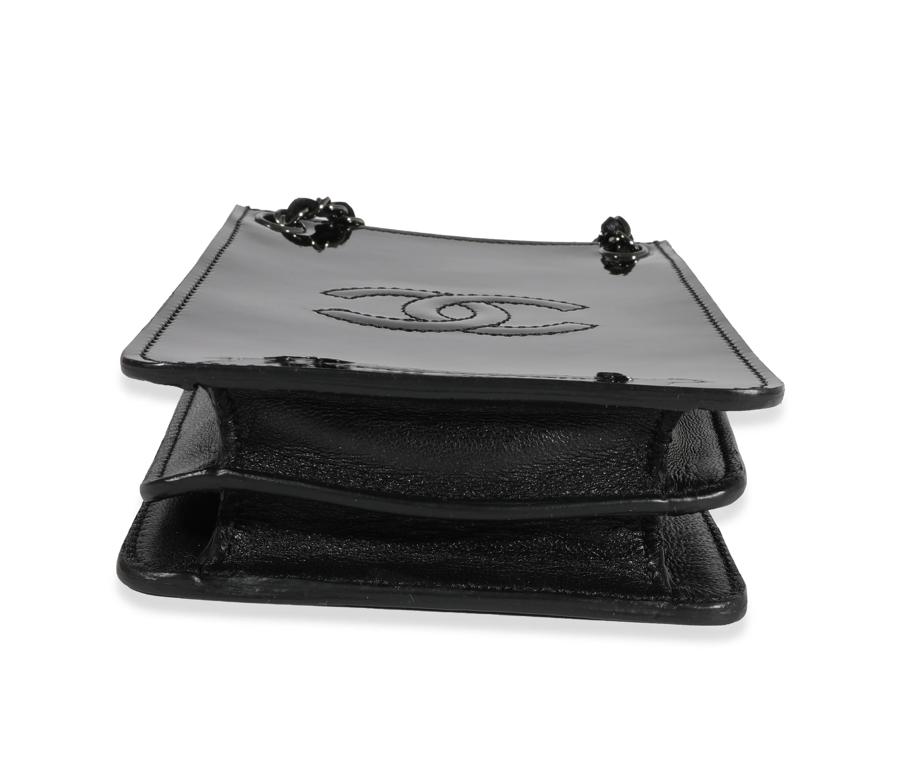 Black Patent Leather CC O-Phone Holder Crossbody - Image 5