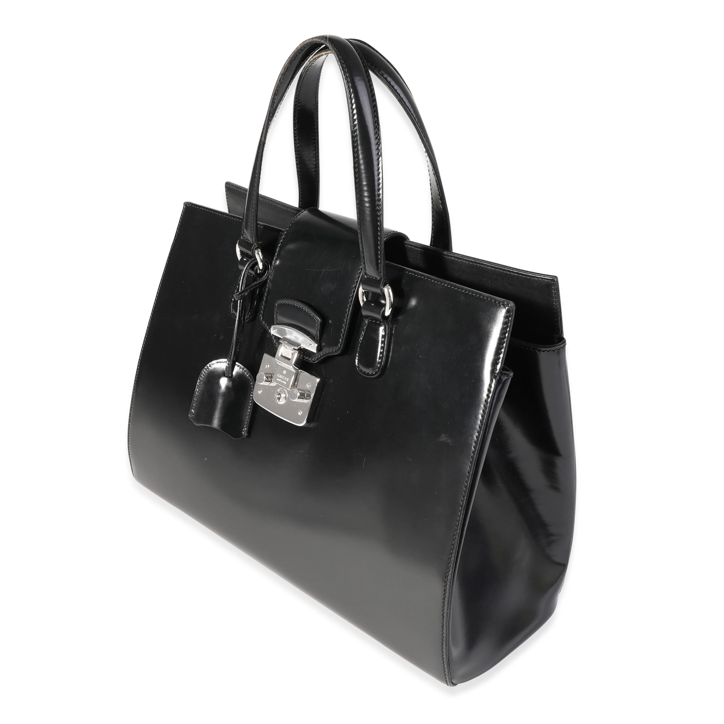 Gucci Black Smooth Leather Lady Lock Tote - Image 2