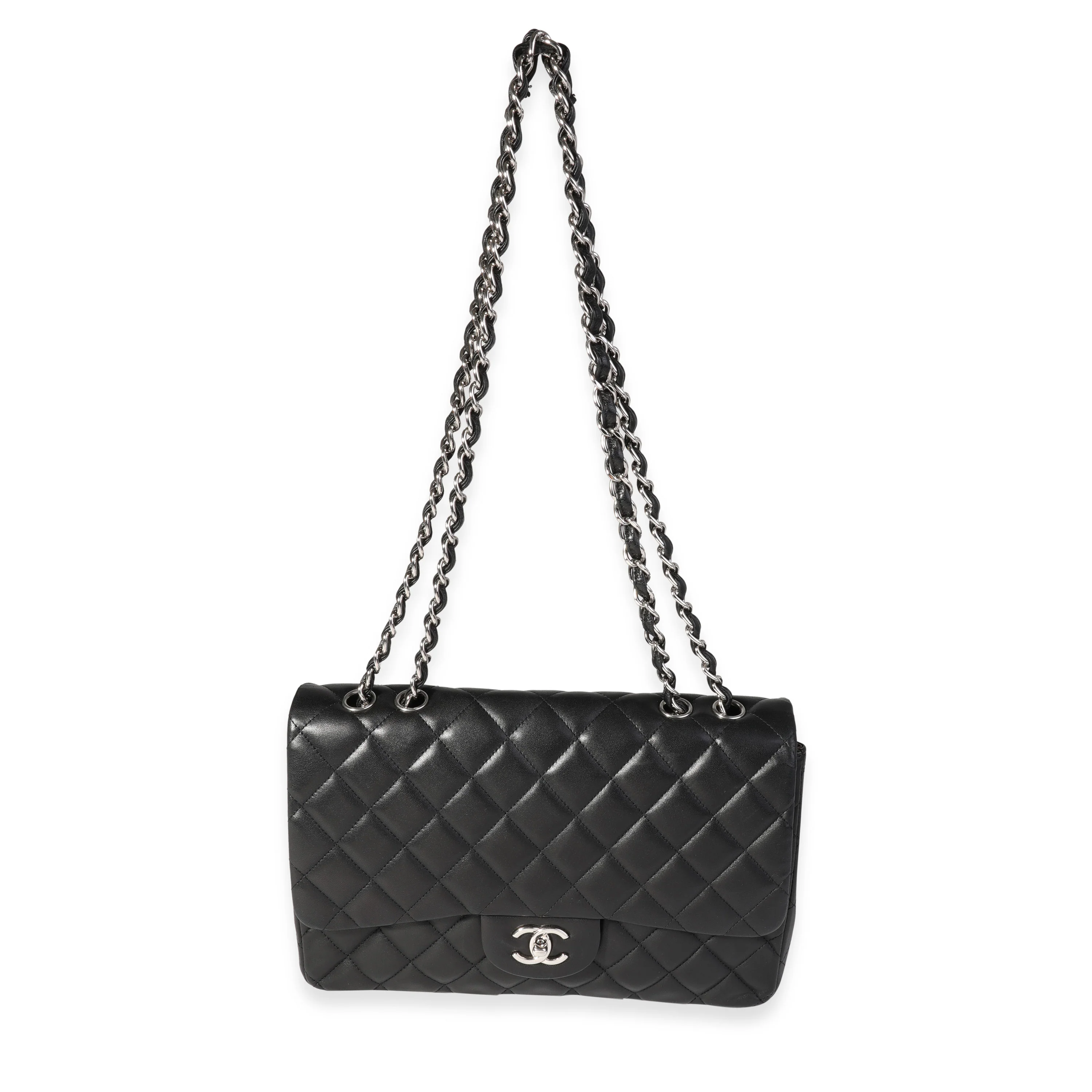 Black Quilted Lambskin Jumbo Classic Single Flap Bag - Image 4