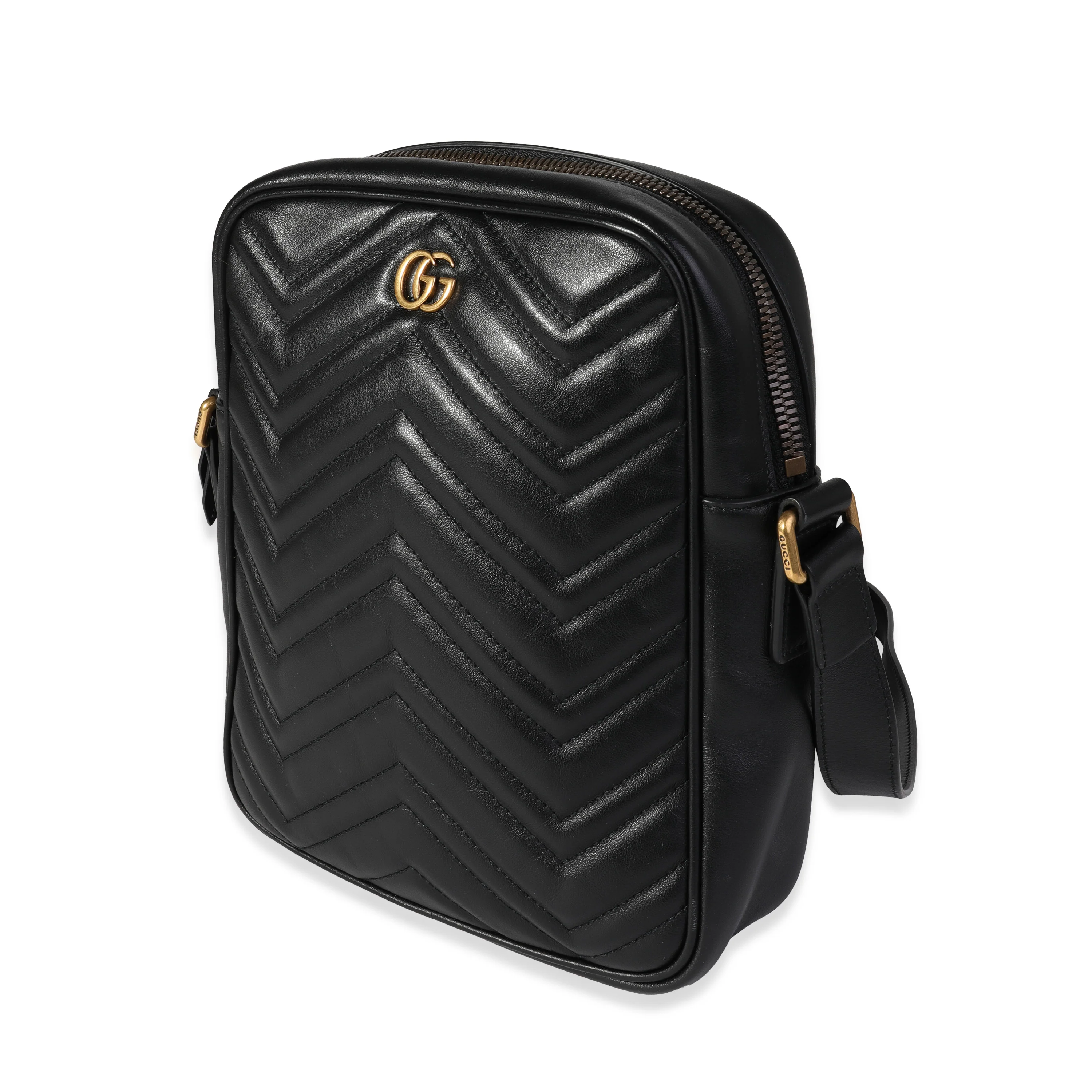 Gucci Black Matelassé Leather Marmont Messenger Bag - Image 2
