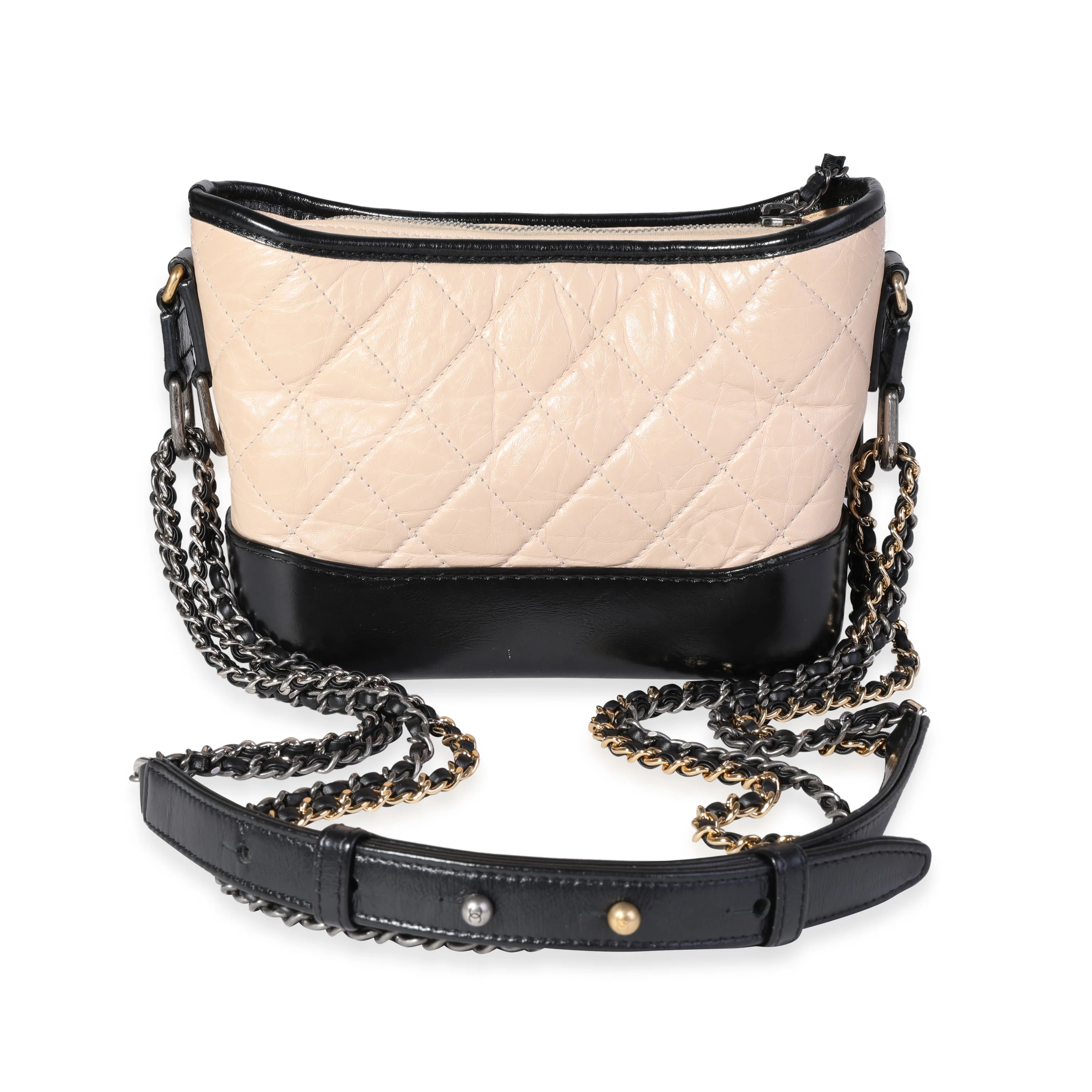 Chanel Beige & Black Aged Calfskin Small Gabrielle Hobo - Image 3