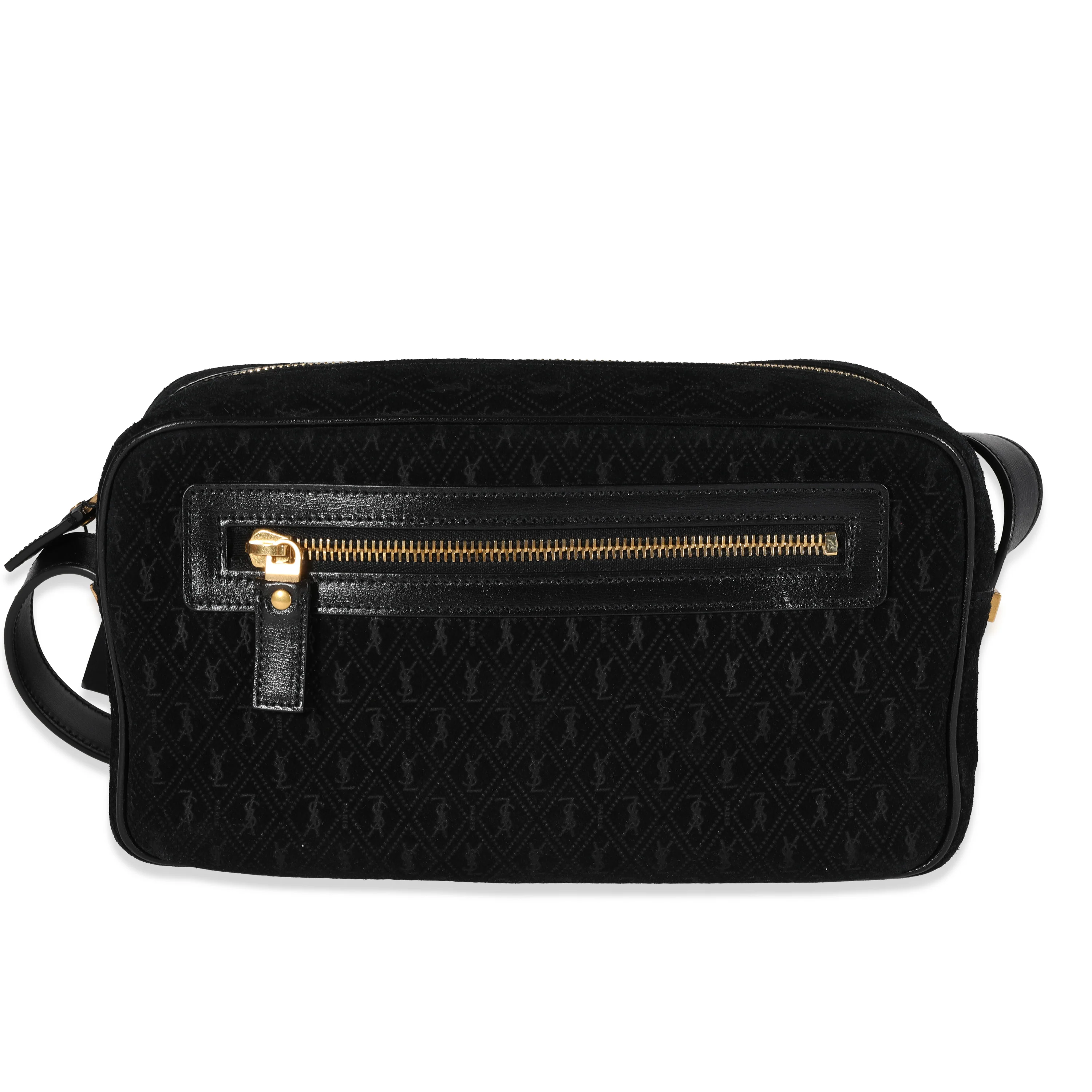 Black Suede & Leather All-Over Monogram Camera Bag - Image 2