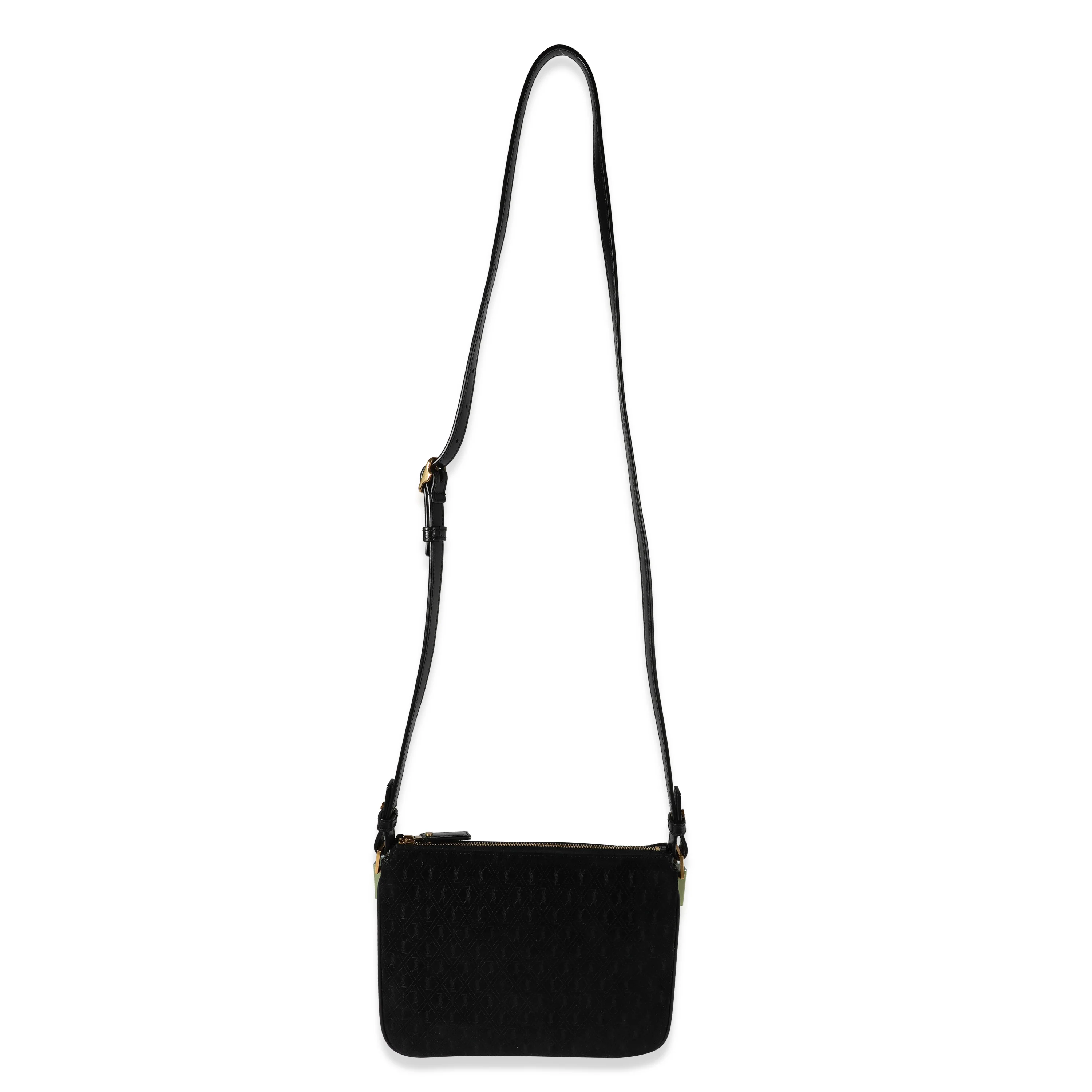 Black Suede & Leather All-Over Monogram Bag - Image 7