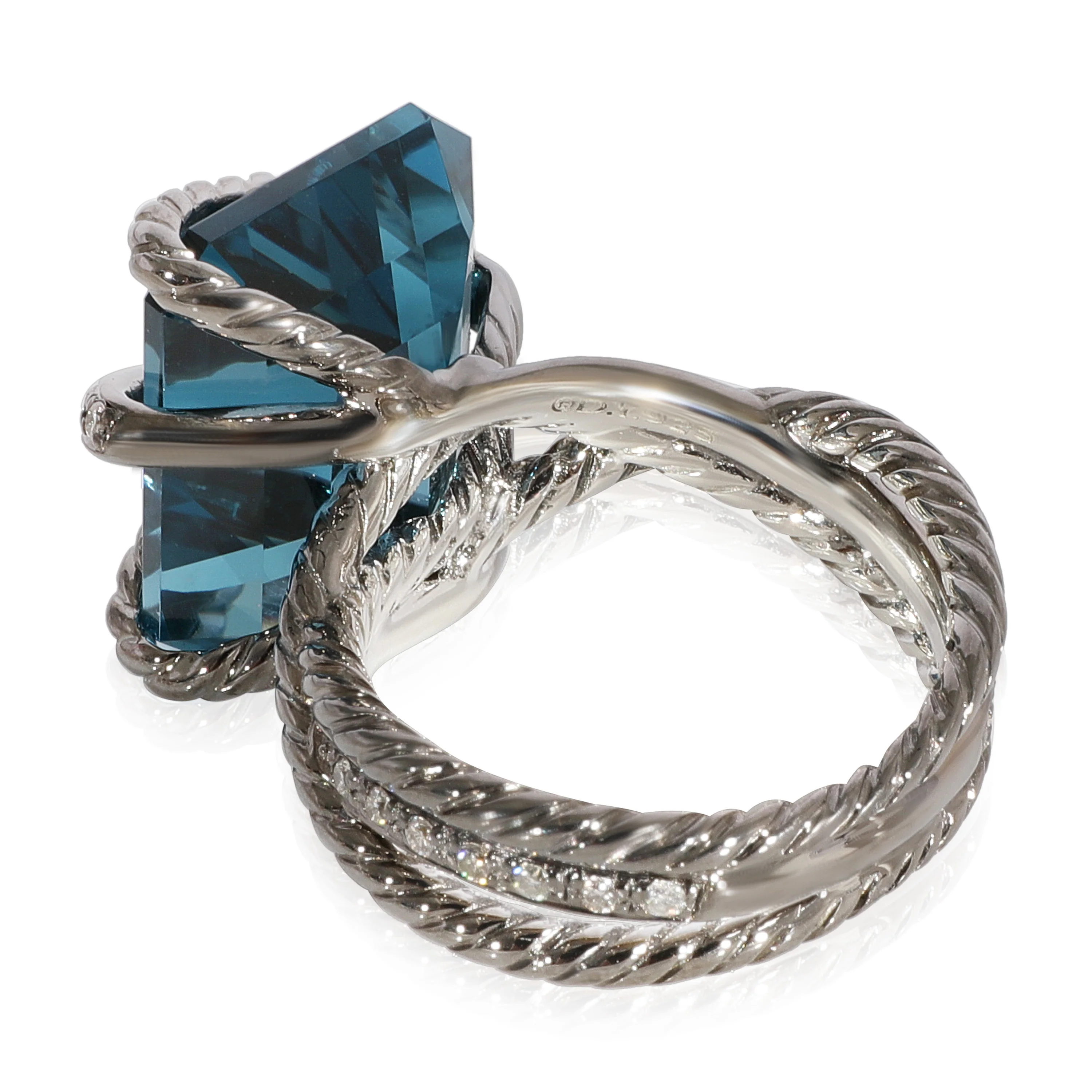 David Yurman Cable Wrap Blue Topaz Diamond Ring in 925 Sterling Silver 0.31 CTW - Image 5