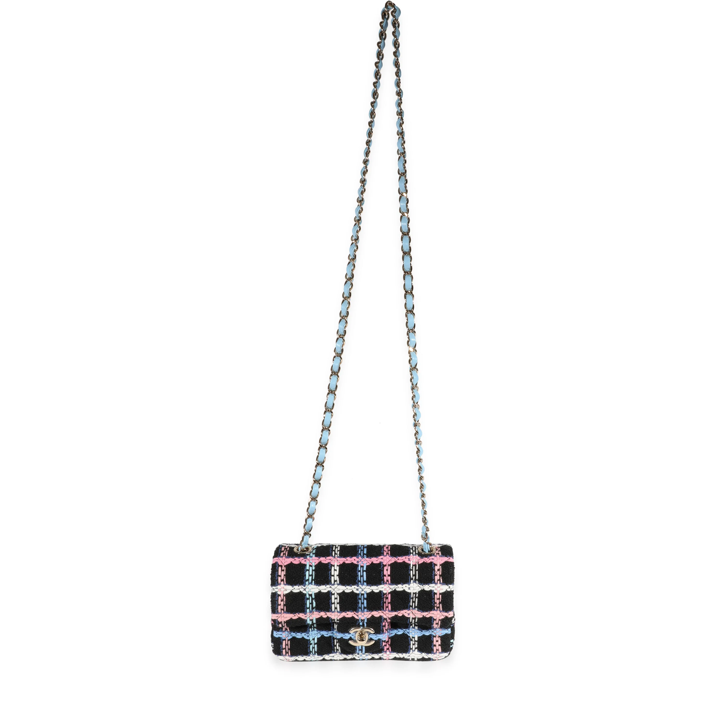 Chanel Navy Sparkle Tweed Classic Mini Rectangular Flap Bag - Image 4