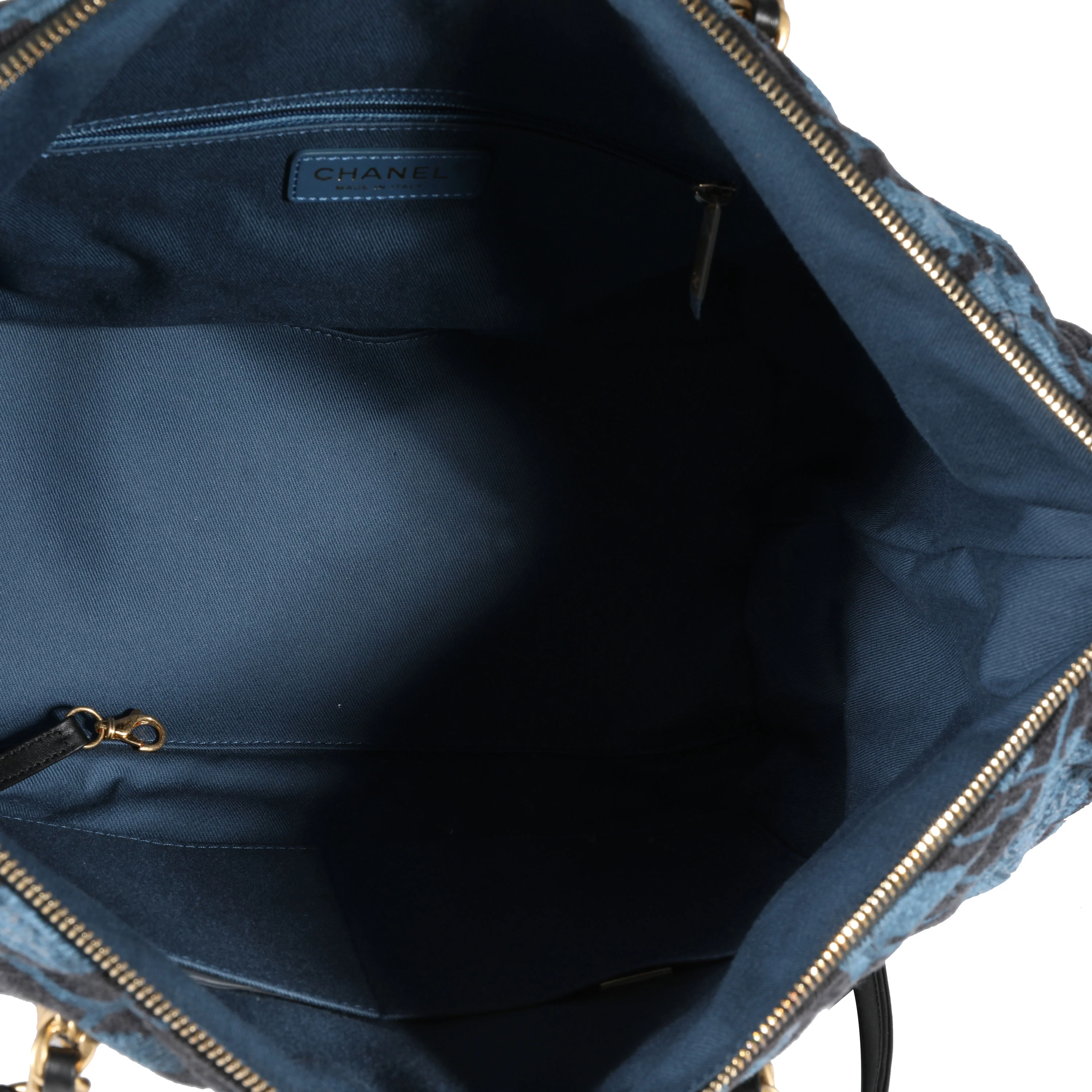 Chanel Blue Floral Quilted Denim Bowling Bag - Image 7