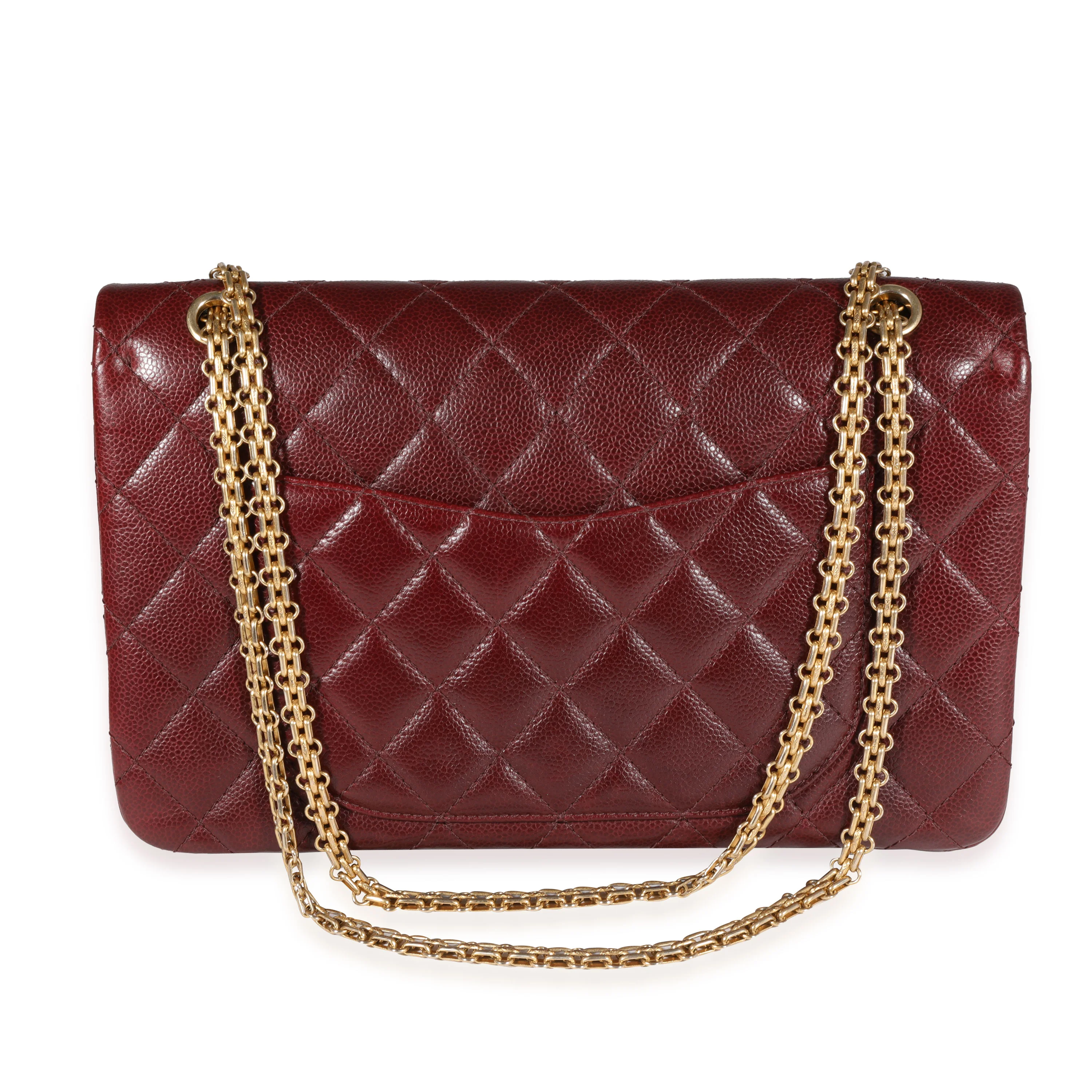 Chanel Burgundy Quilted Caviar Reissue 2.55 227 Double Flap Bag - Image 3