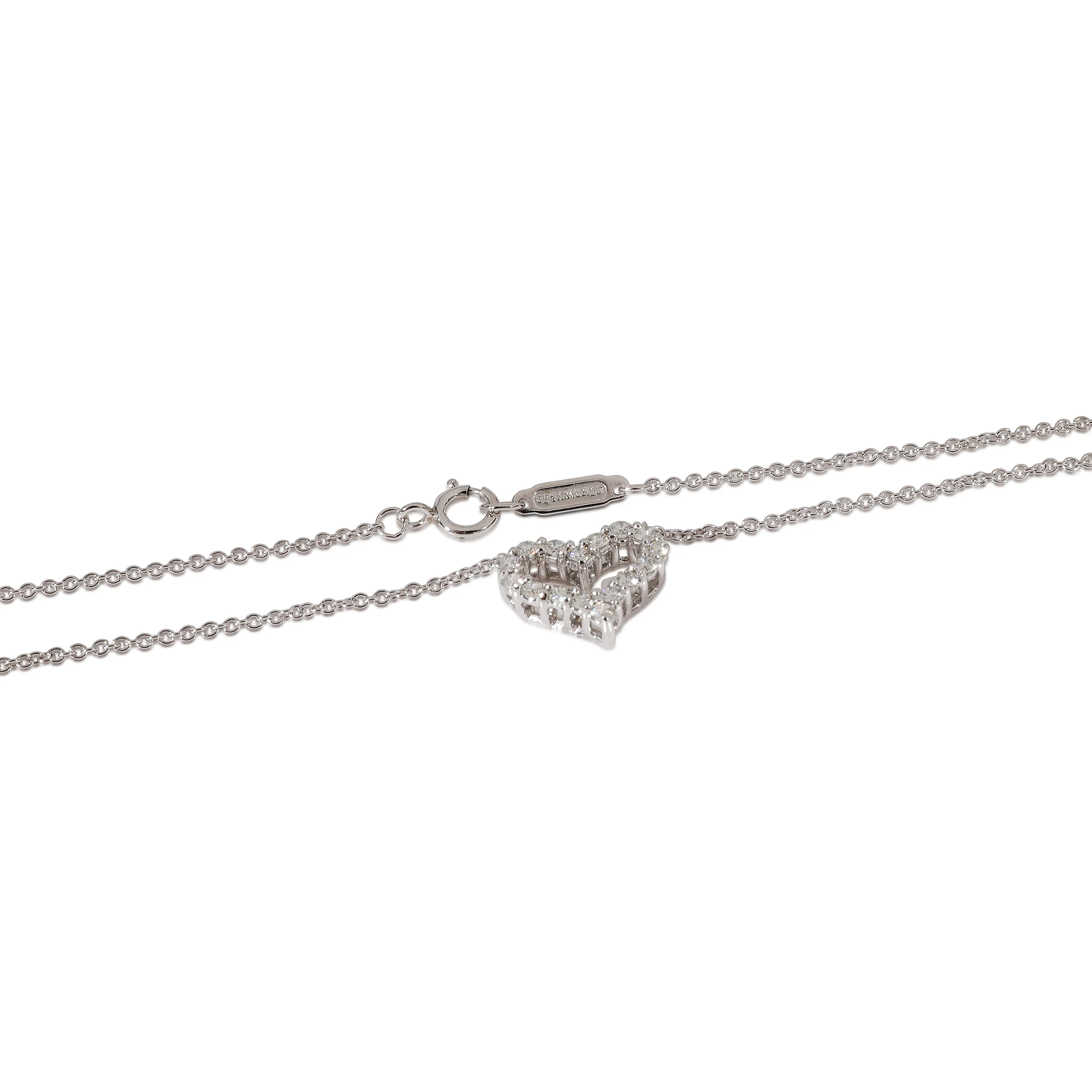 Platinum Tiffany & Co. Diamond Mini Open Heart Pendant 0.25 CTW - Image 2