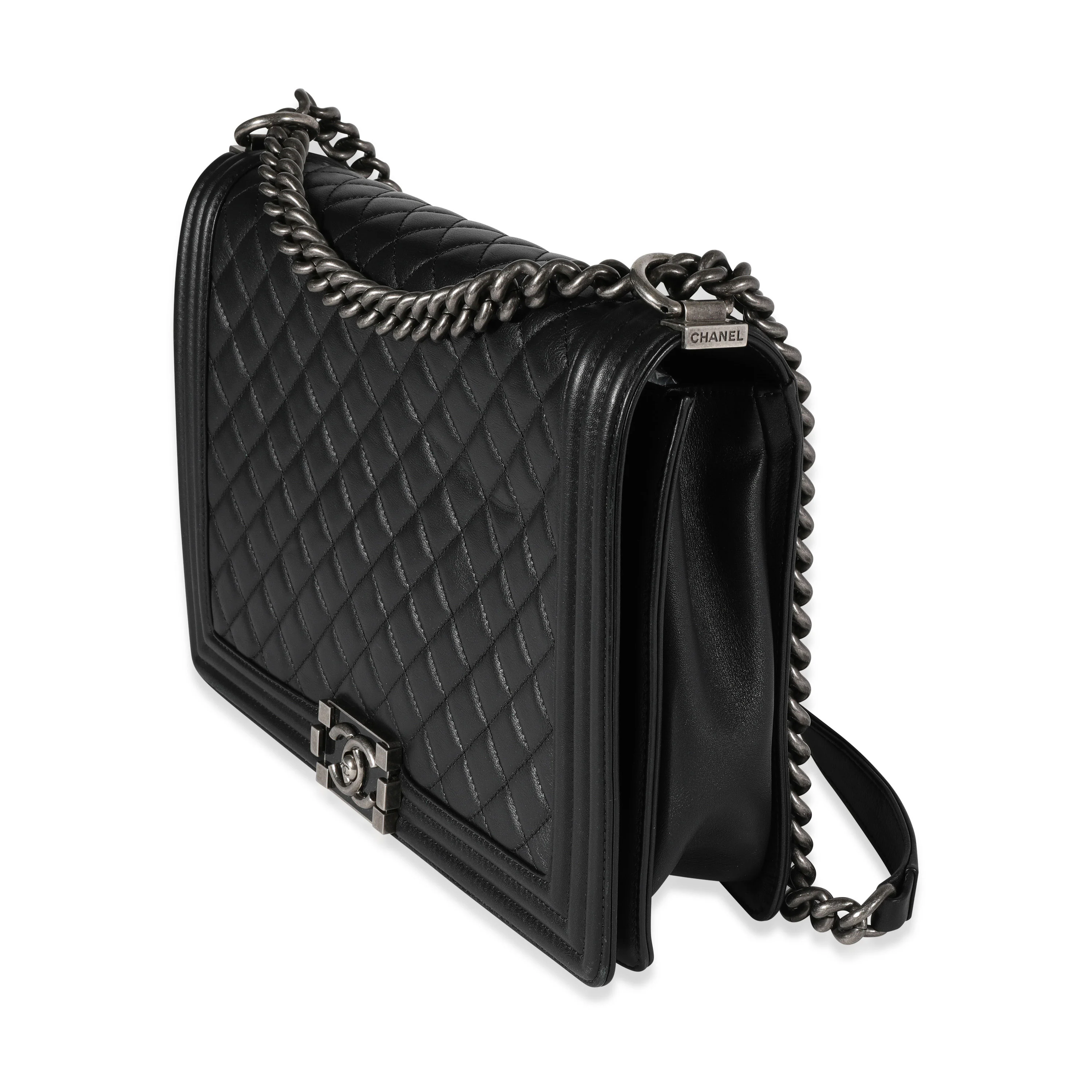 Chanel Black Quilted Lambskin Large Boy Bag - Image 2