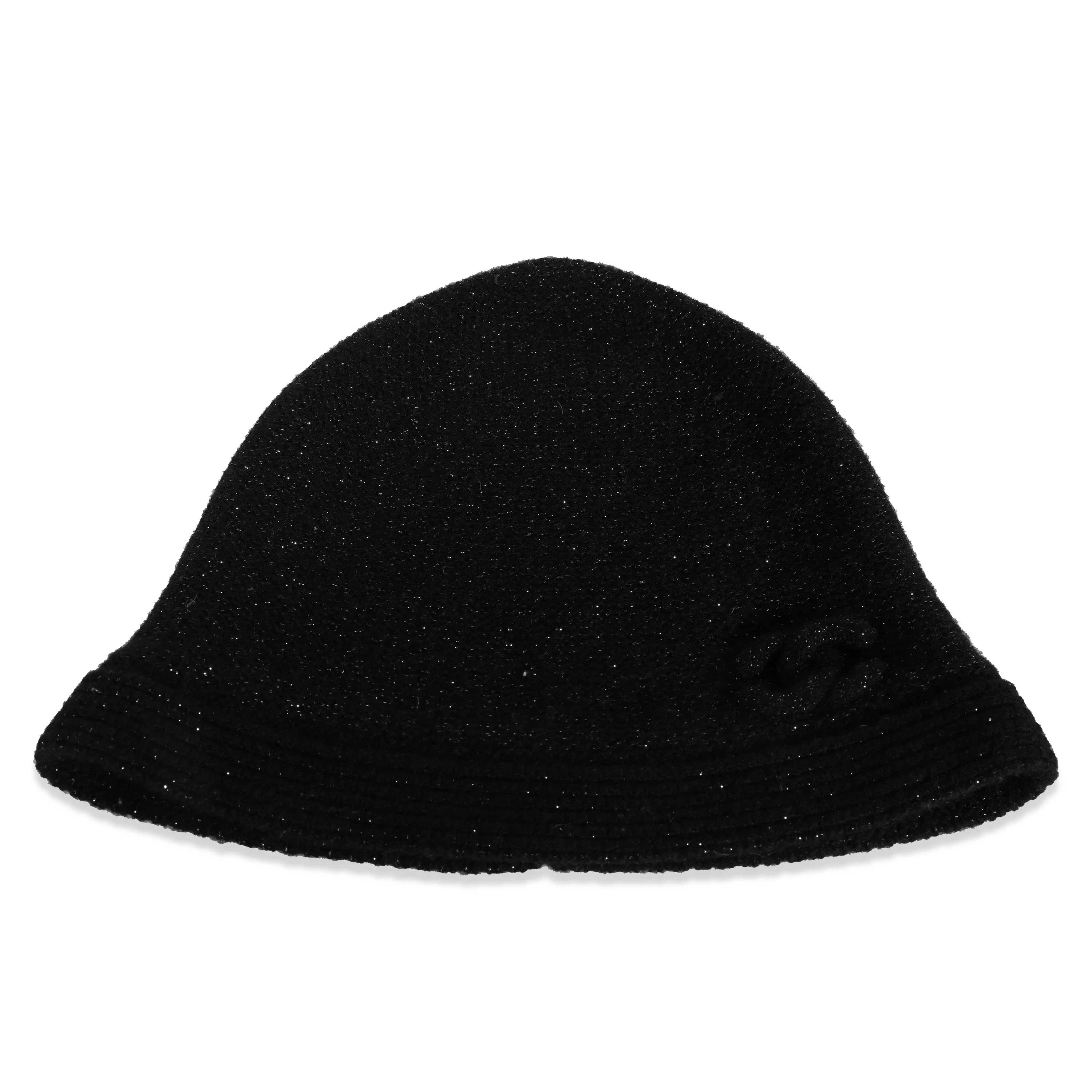 Chanel Metallic Black Knit Cashmere CC Beanie - Image 4