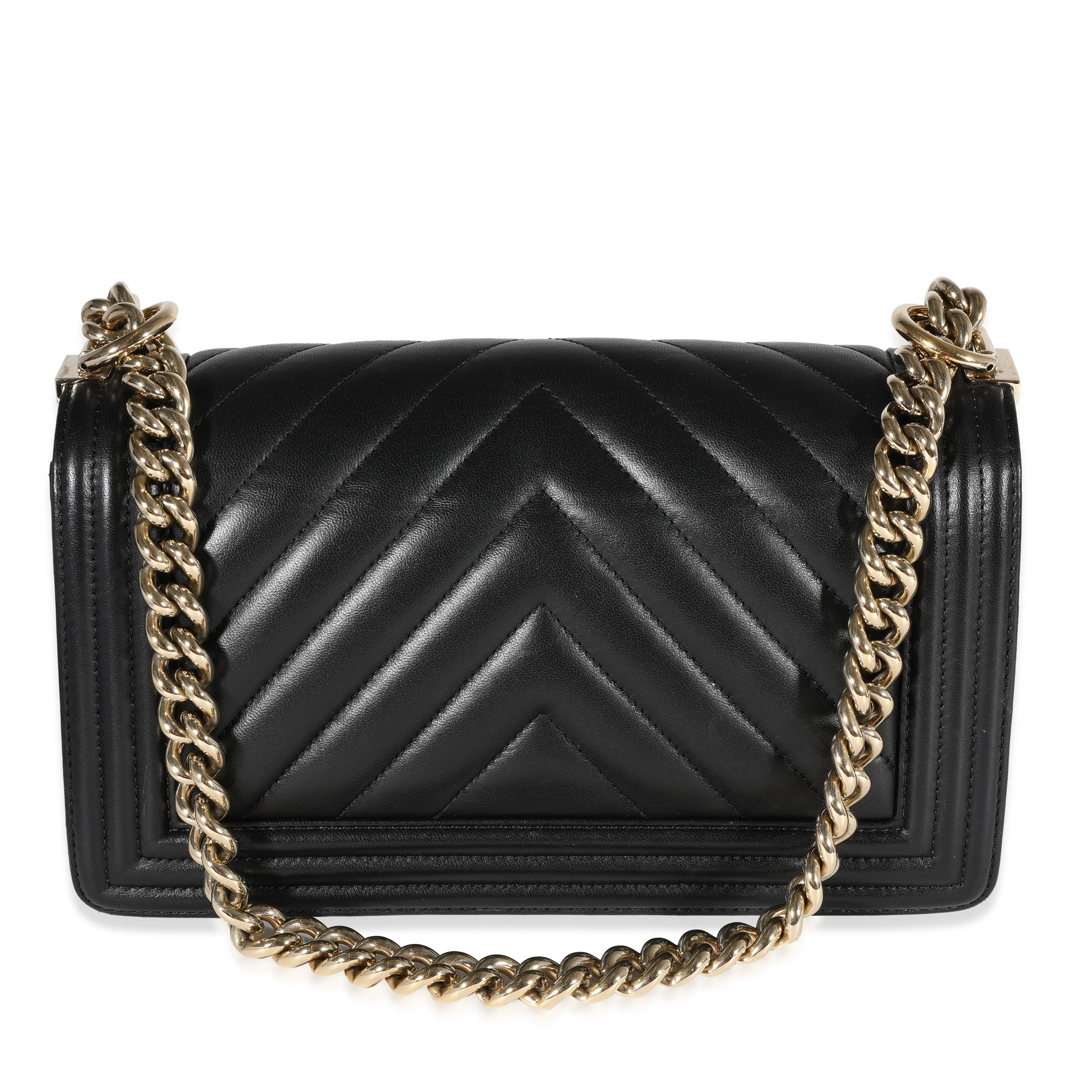 Chanel Black Chevron Lambskin Old Medium Boy Bag - Image 5
