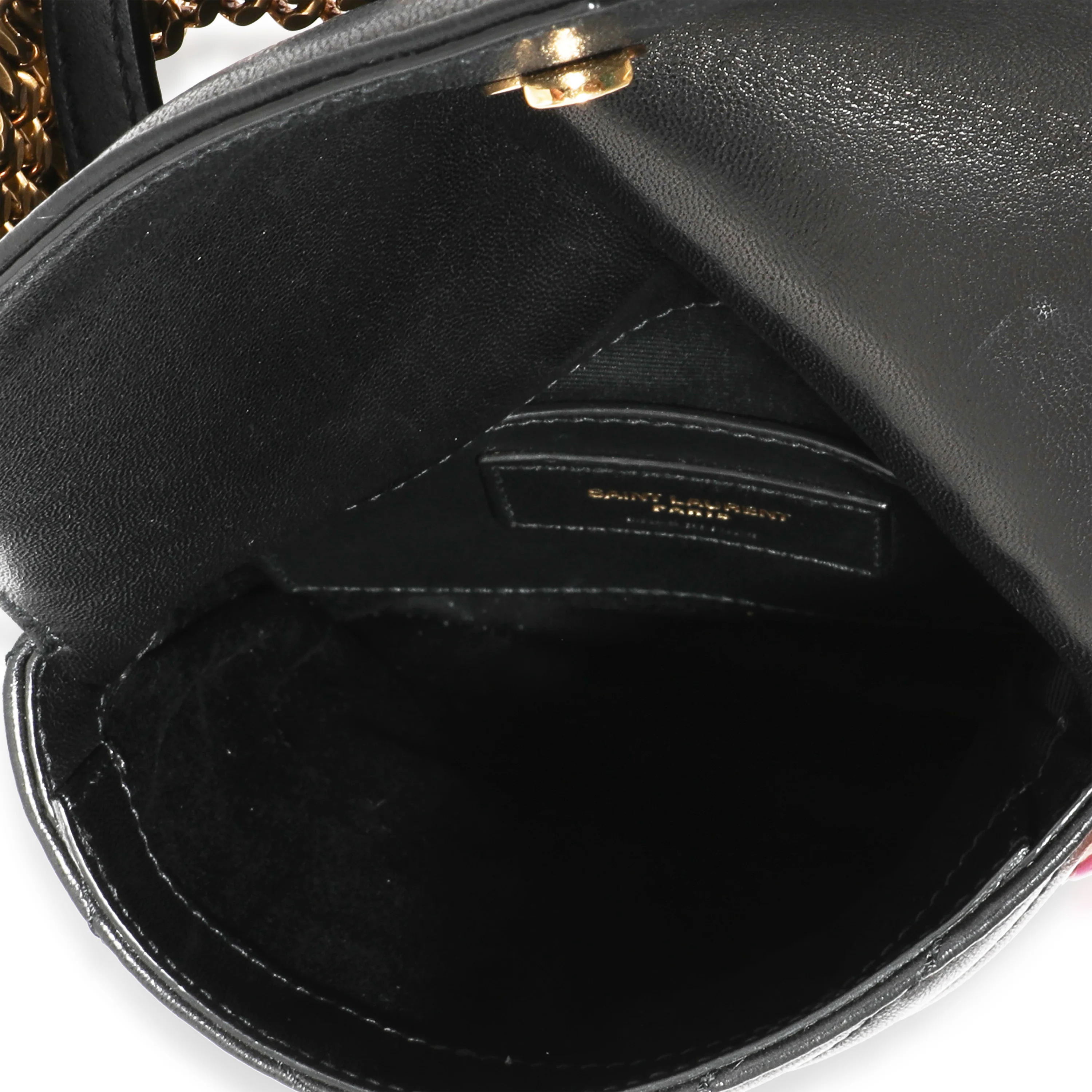 Saint Laurent Black Matelassé Lambskin Monogram Double Flap Bag - Image 7
