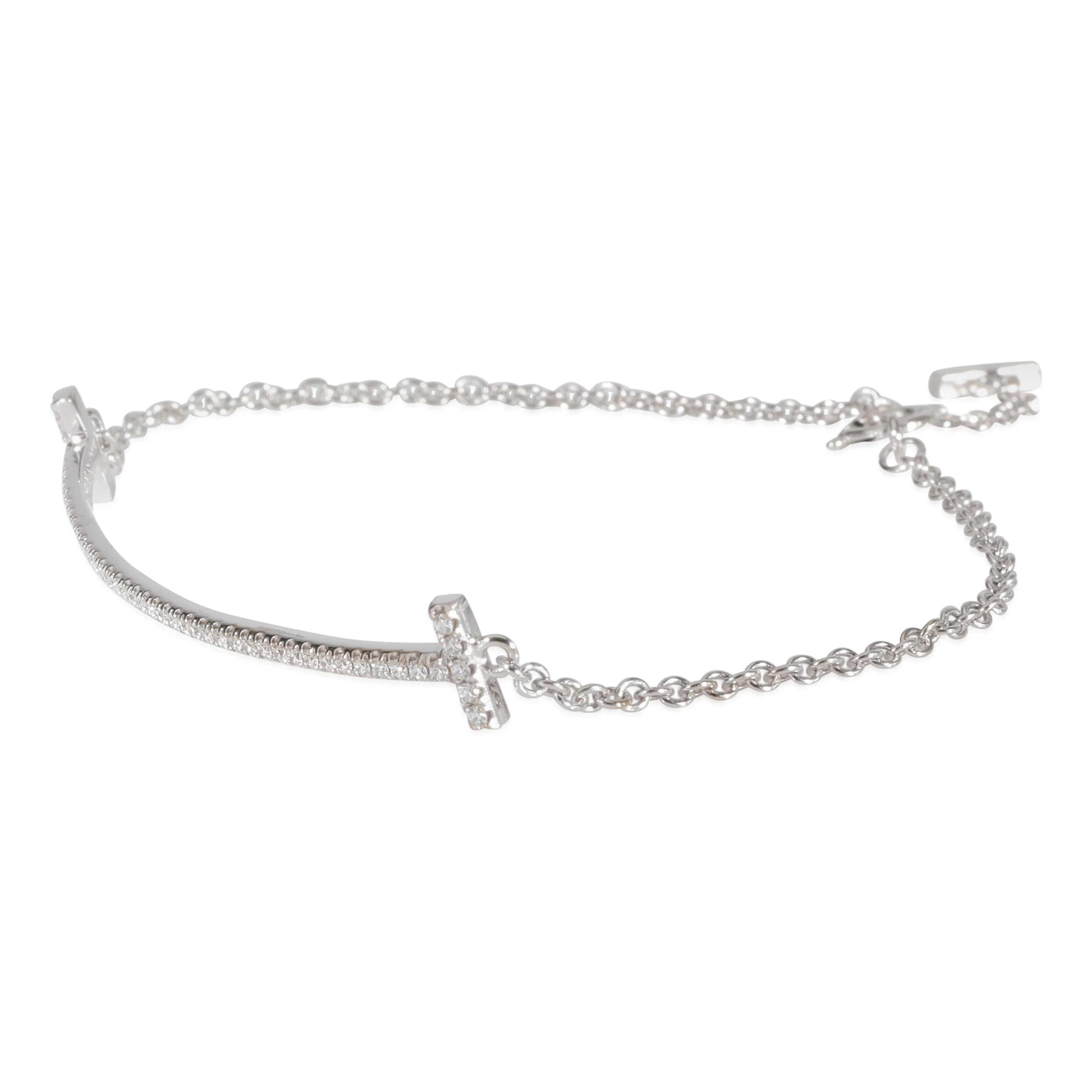 Tiffany & Co. Tiffany T Smile Diamond Bracelet in 18k White Gold 0.12 Ctw - Image 2