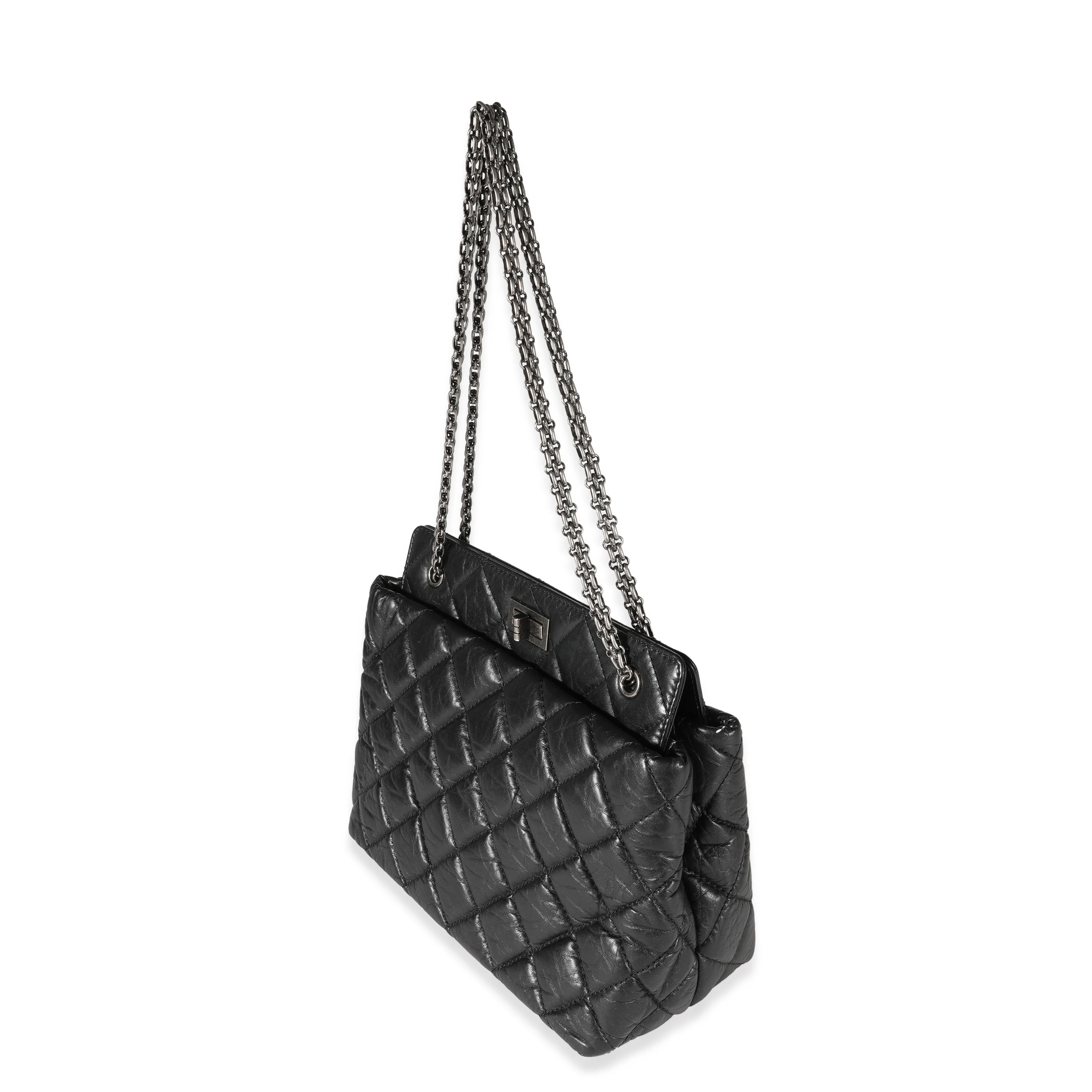 Black Quilted Aged Calfskin Reissue Shopping Tote - Image 2