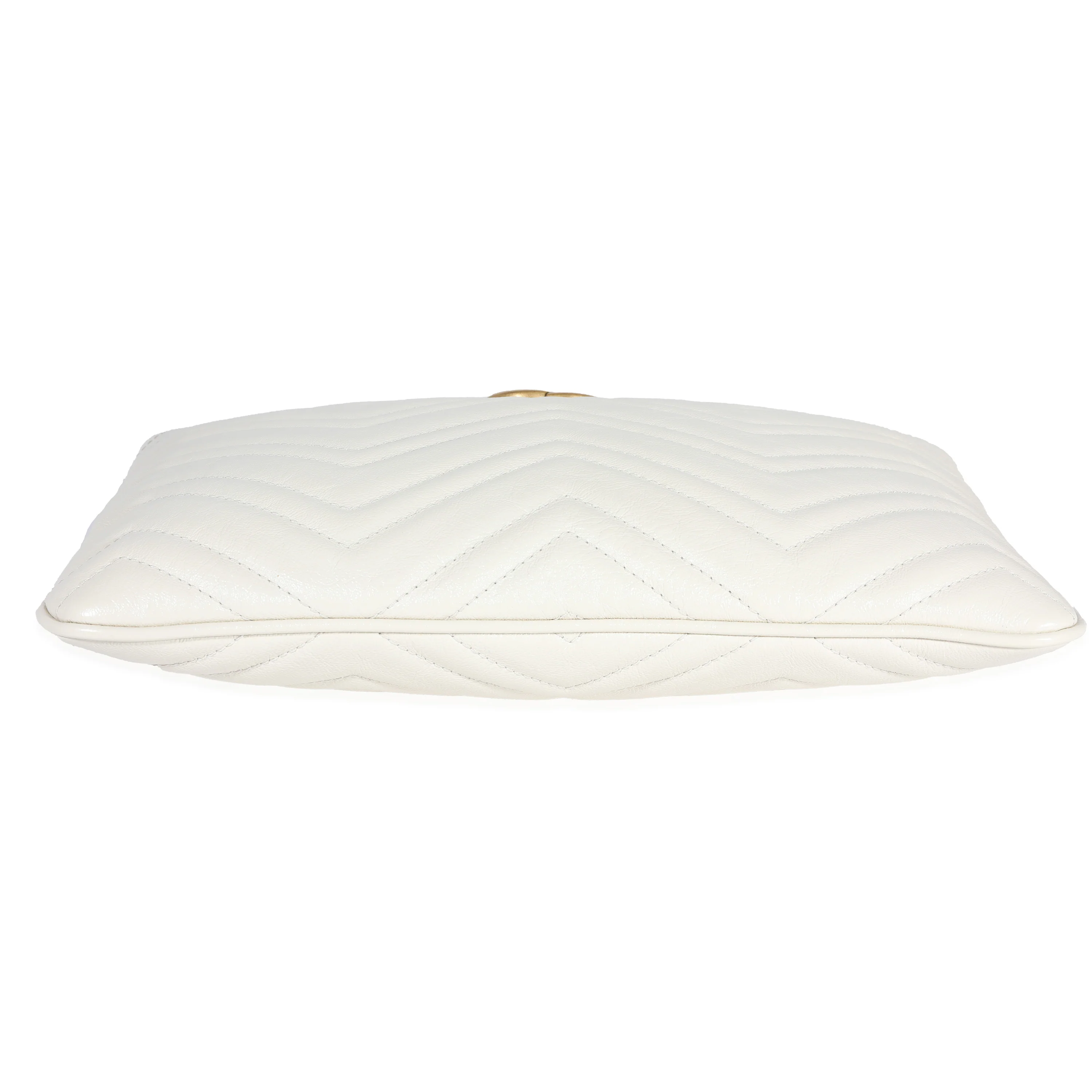 Gucci Mystic White Matelassé Leather GG Marmont Zip Case - Image 4