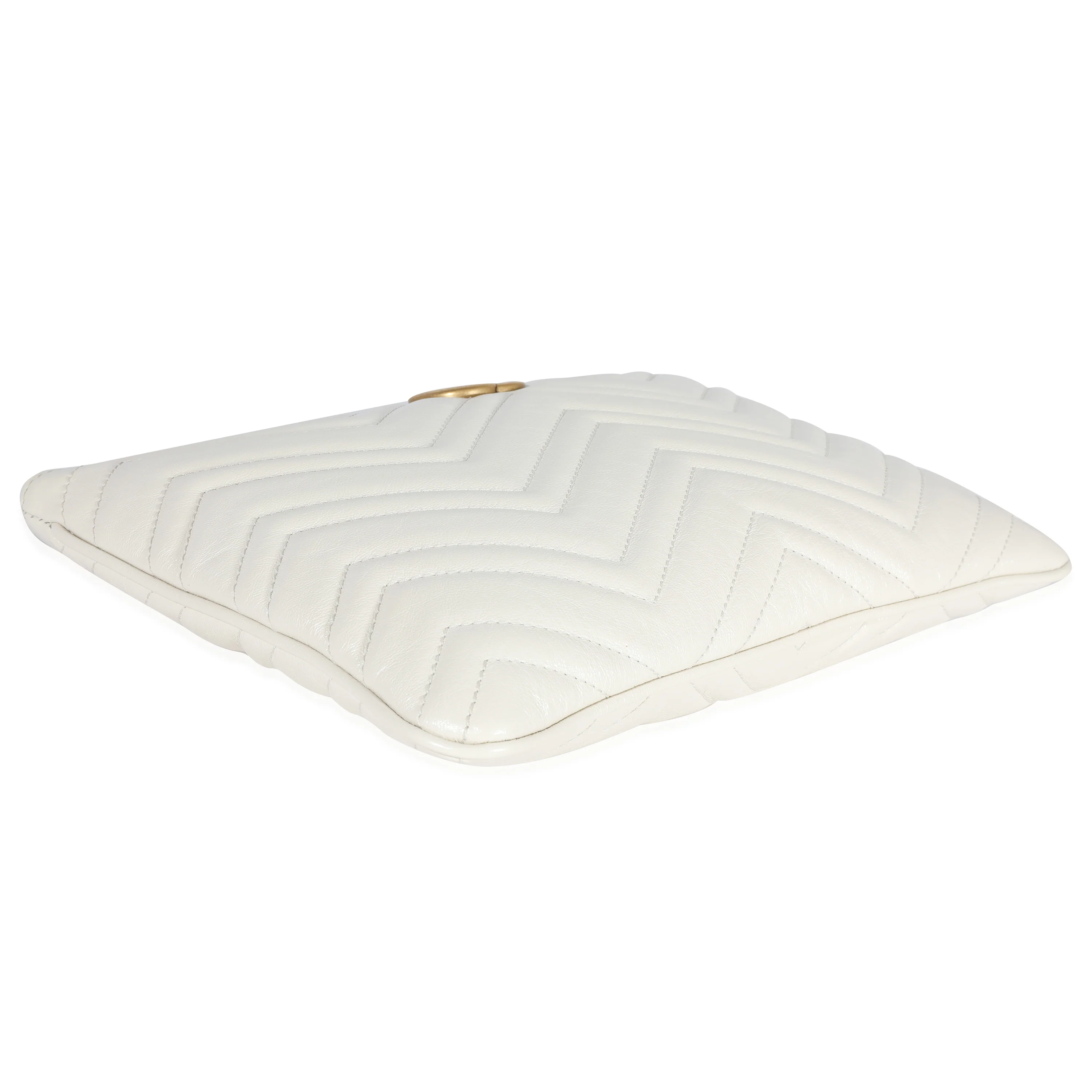 Gucci Mystic White Matelassé Leather GG Marmont Zip Case - Image 5