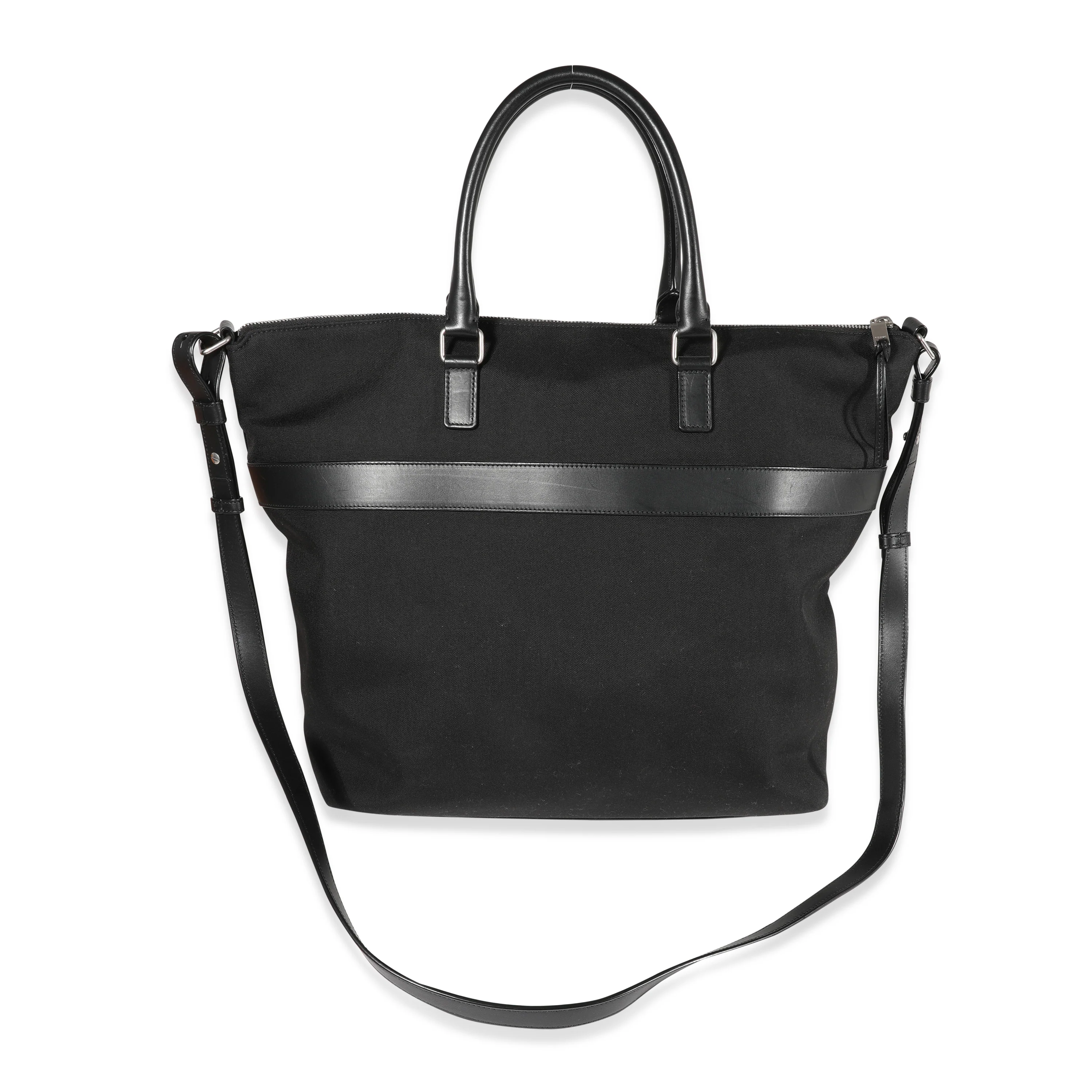 Black Canvas & Leather Tote - Image 3