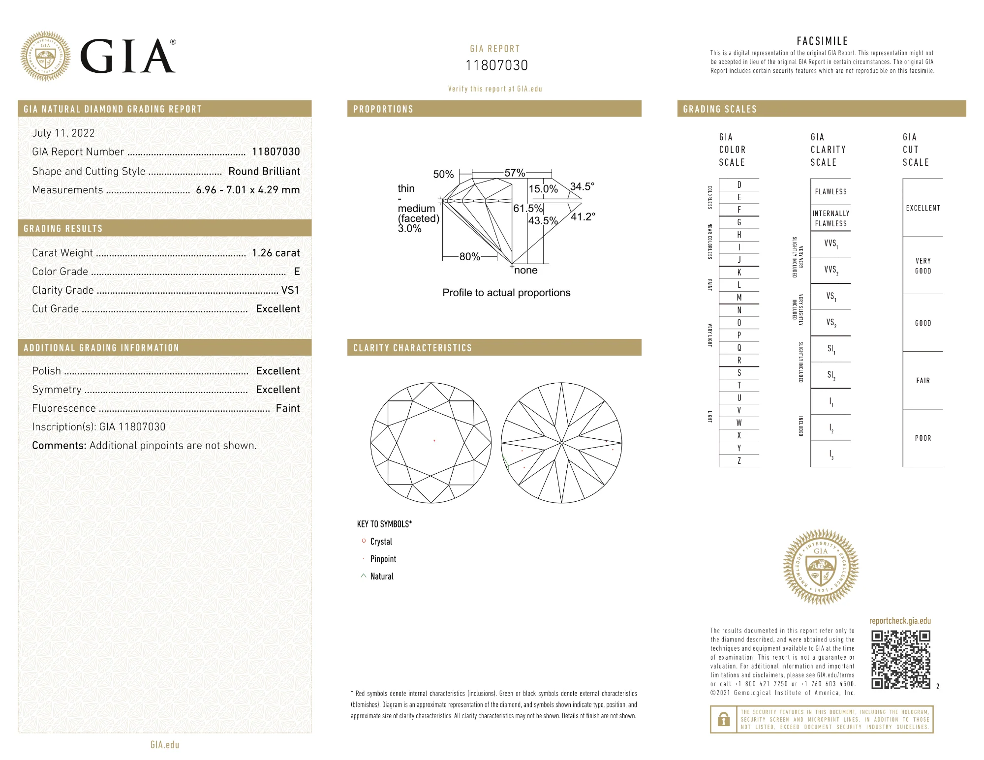 GIA Certified 1.26 Ct Round cut E VS1 Loose Diamond - Image 2