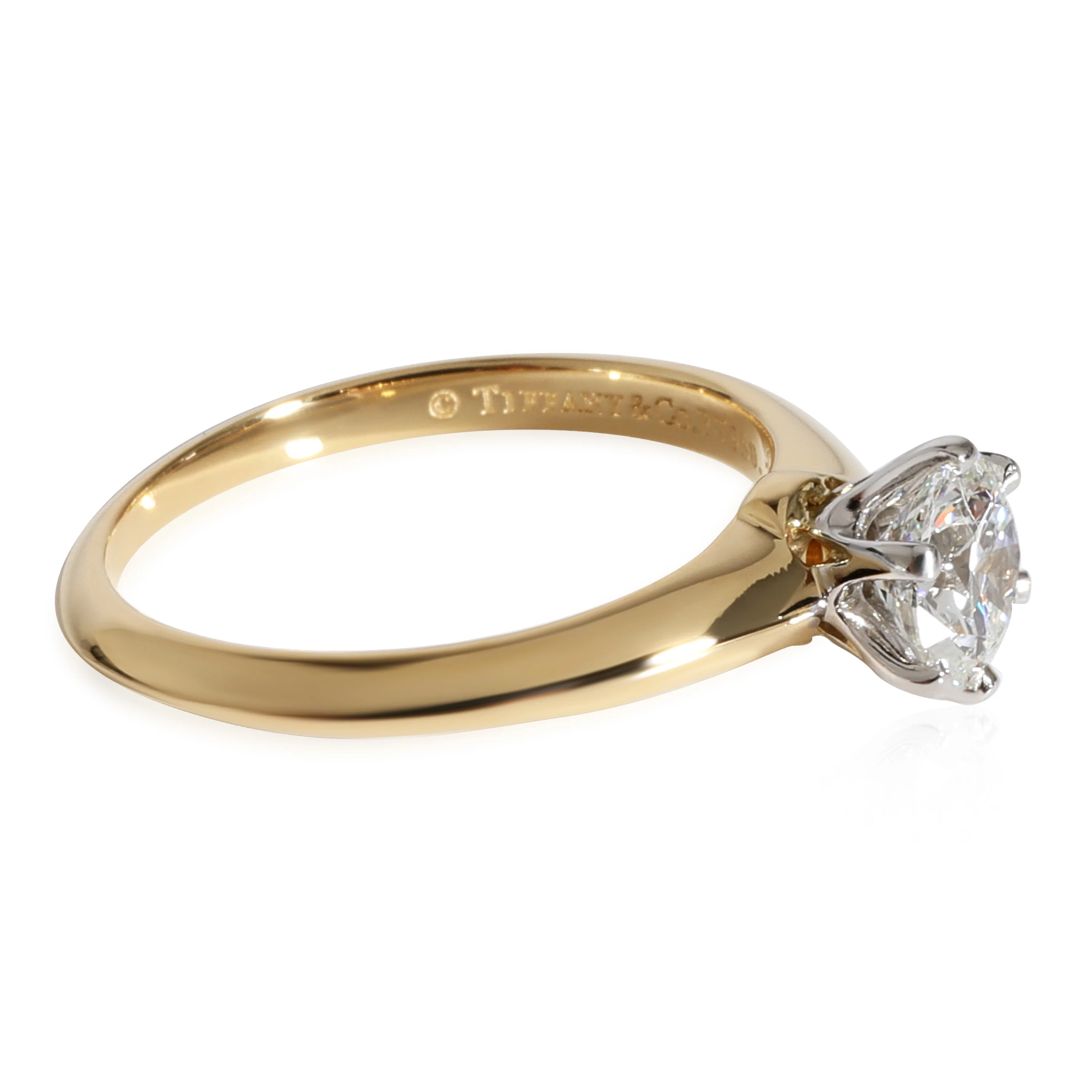 Tiffany & Co. Solitaire Ring in 18k Yellow Gold/Platinum 0.61 CTW - Image 2