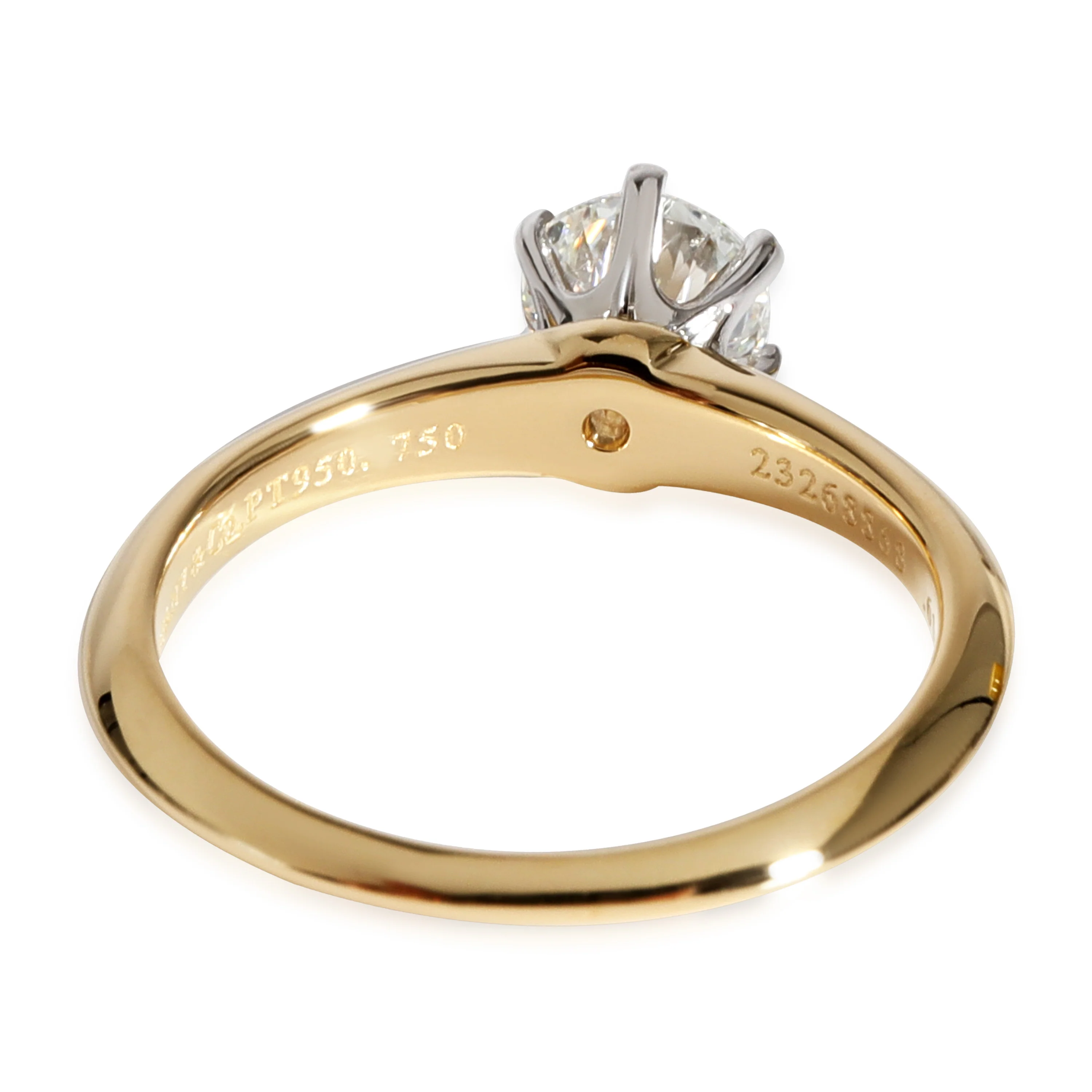 Tiffany & Co. Solitaire Ring in 18k Yellow Gold/Platinum 0.61 CTW - Image 3
