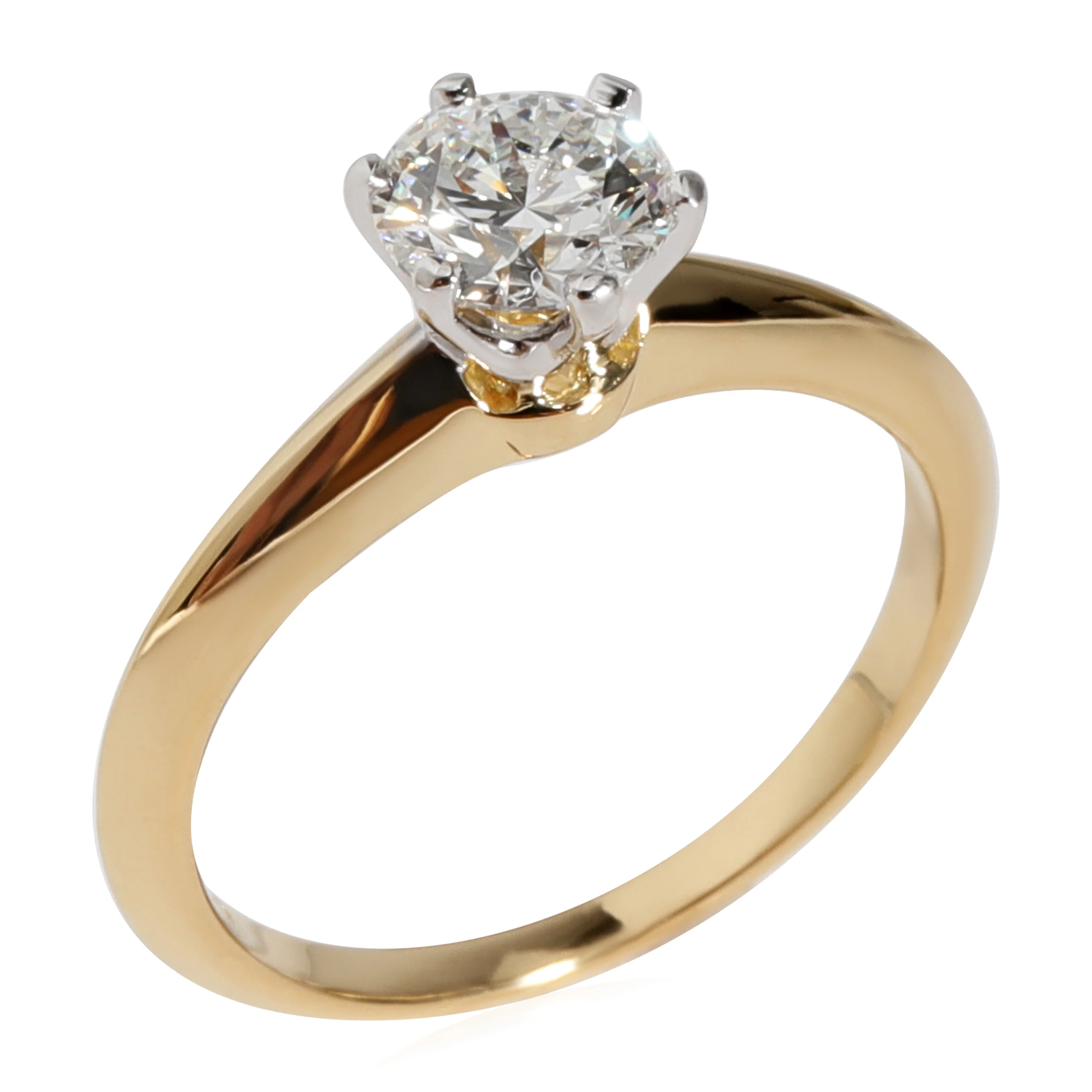 Tiffany & Co. Solitaire Ring in 18k Yellow Gold/Platinum 0.61 CTW - Image 4