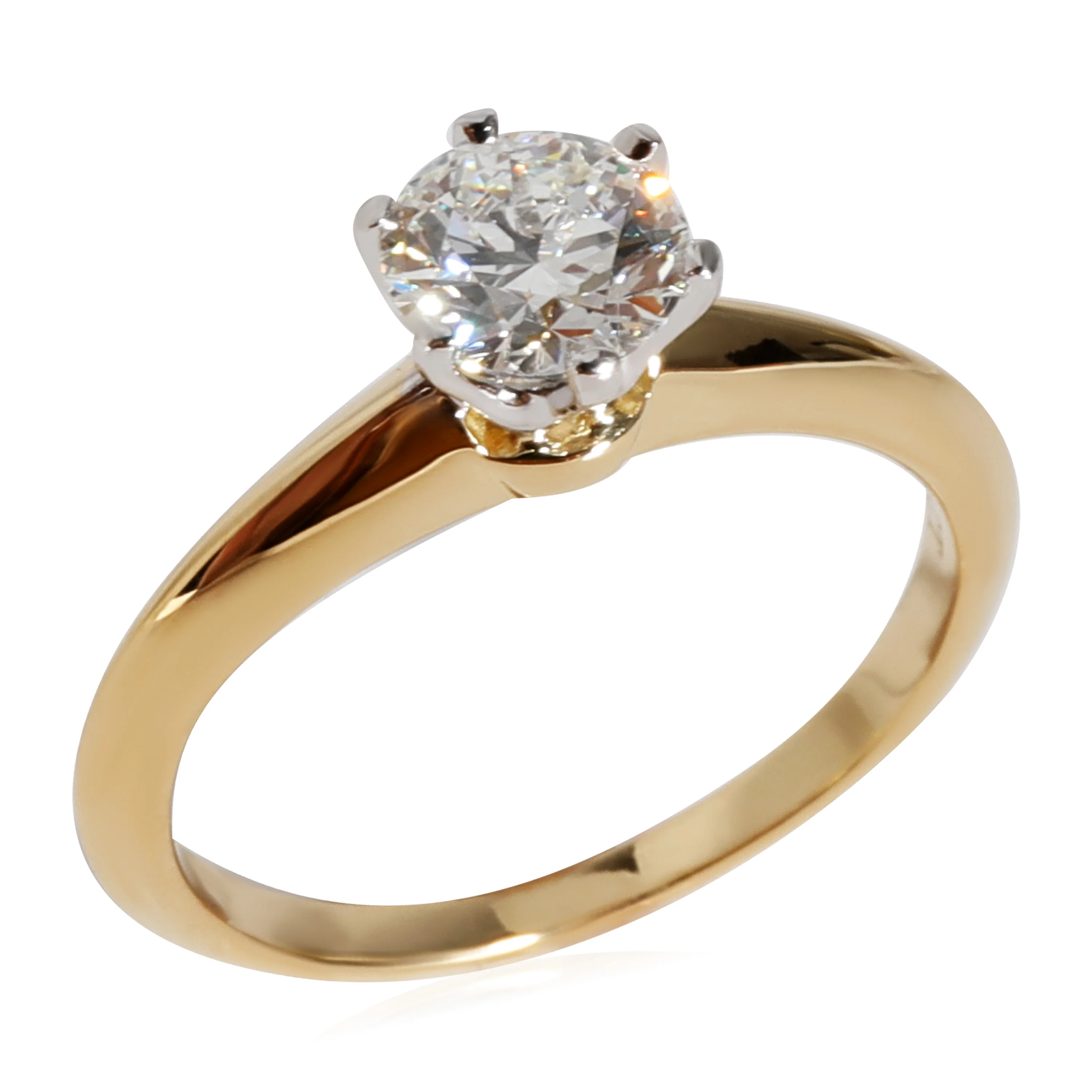 Tiffany & Co. Solitaire Ring in 18k Yellow Gold/Platinum 0.61 CTW - Image 5