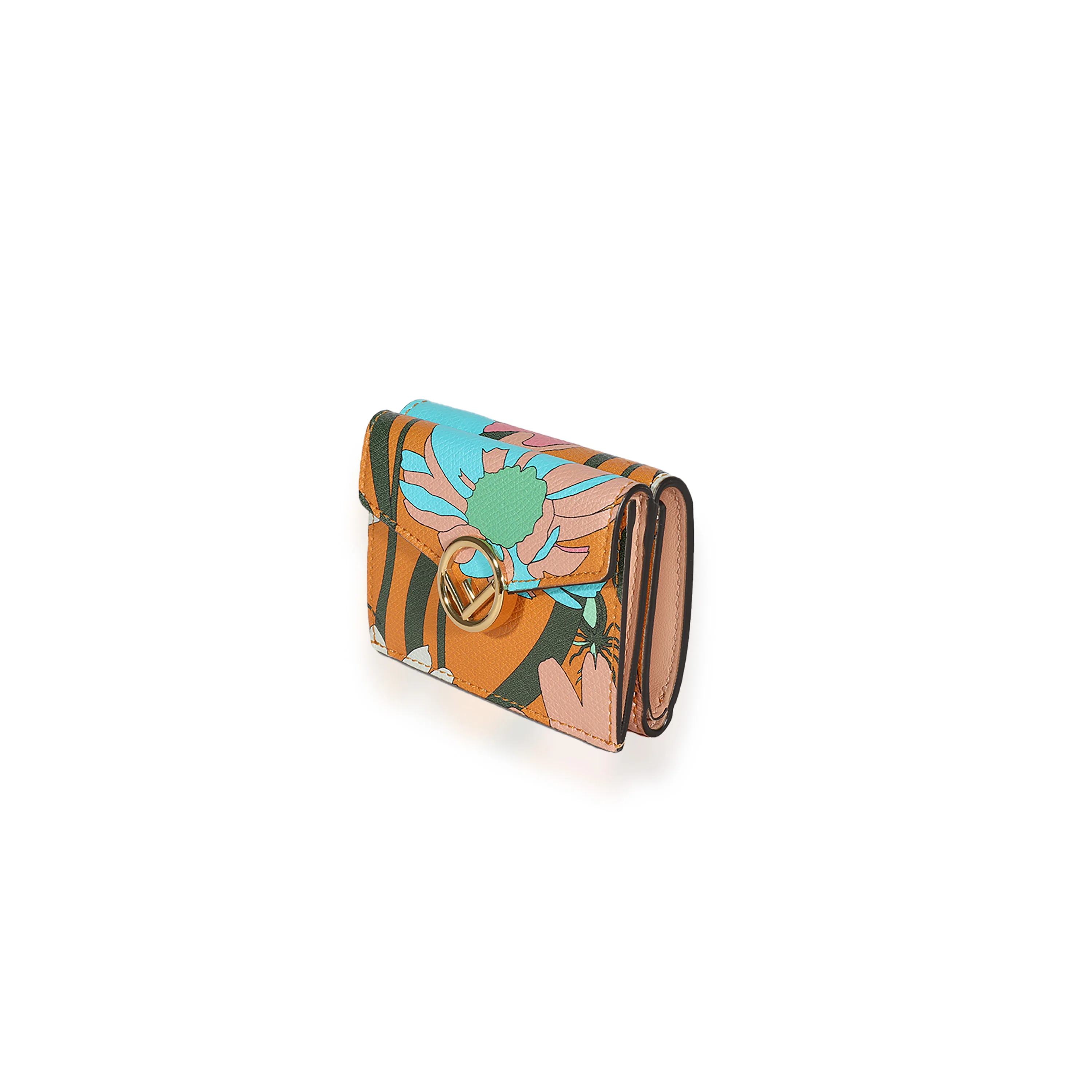 Fendi Multicolor Floral Printed Leather Micro Trifold Wallet - Image 2
