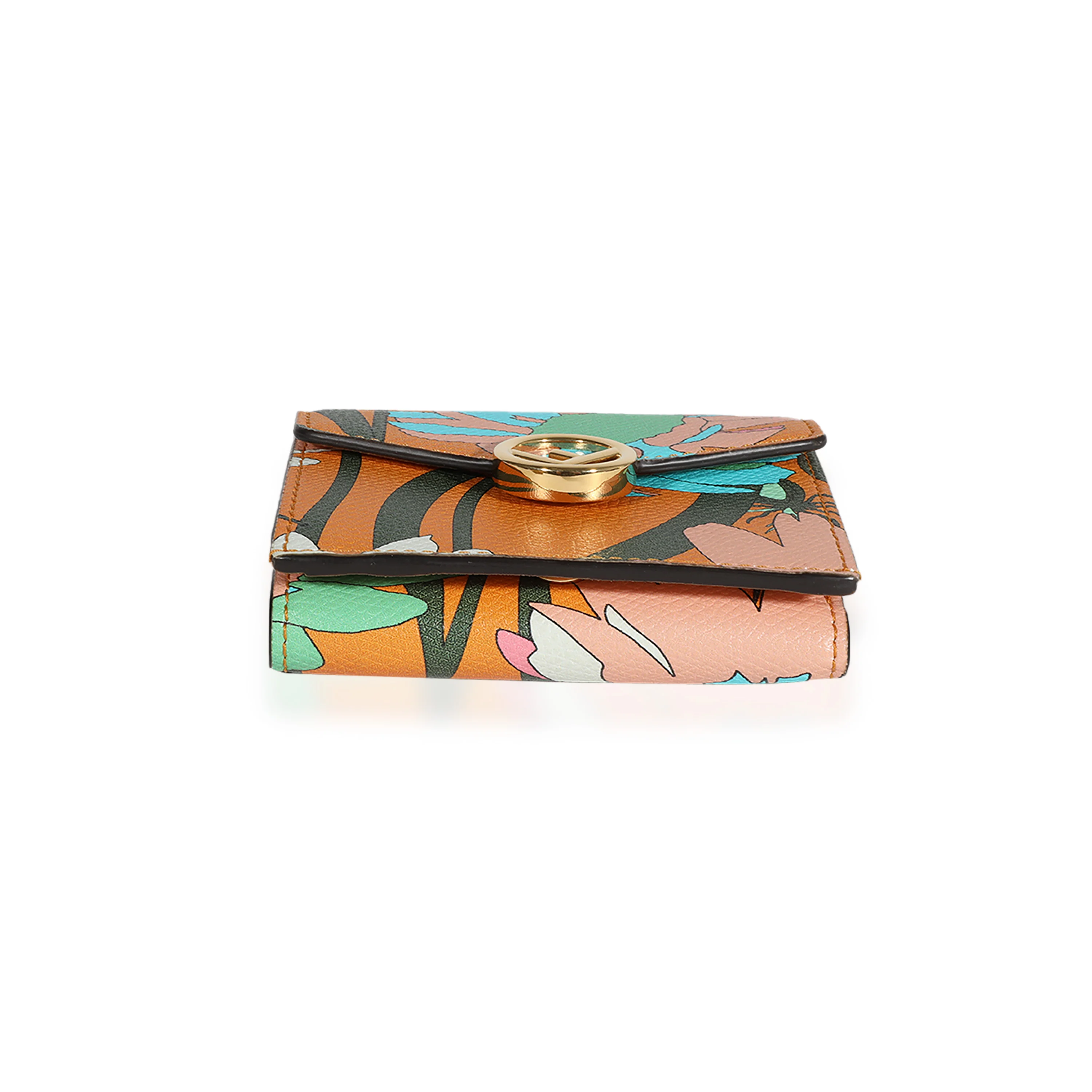 Fendi Multicolor Floral Printed Leather Micro Trifold Wallet - Image 5