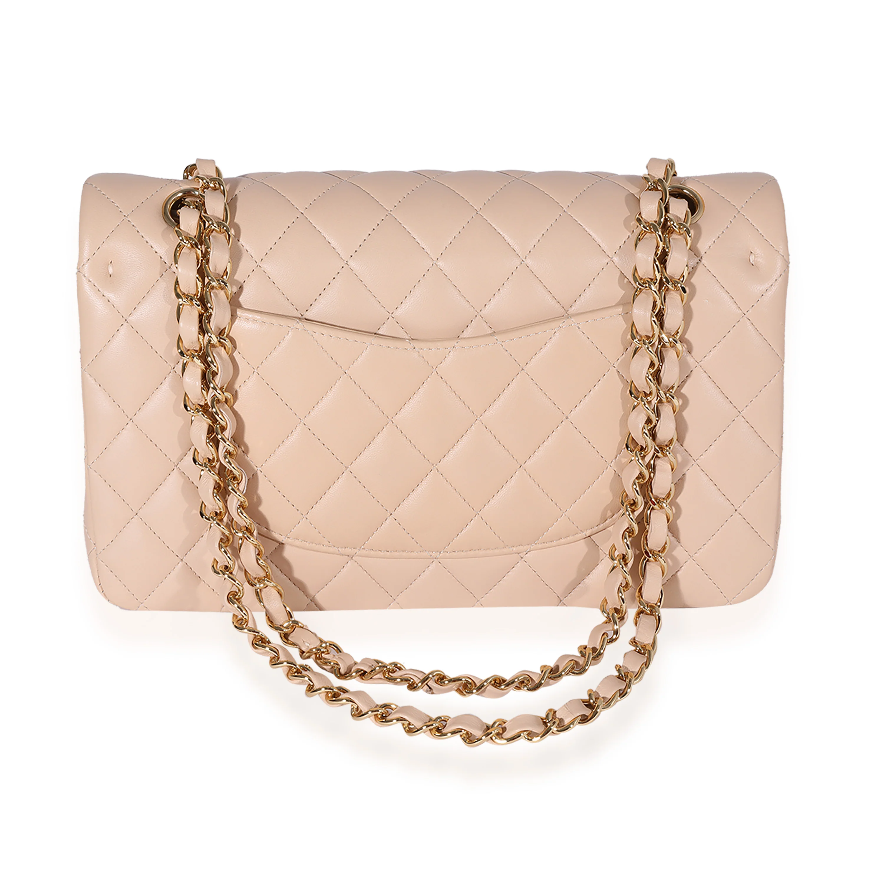 Chanel Beige Quilted Lambskin Medium Classic Double Flap Bag - Image 3